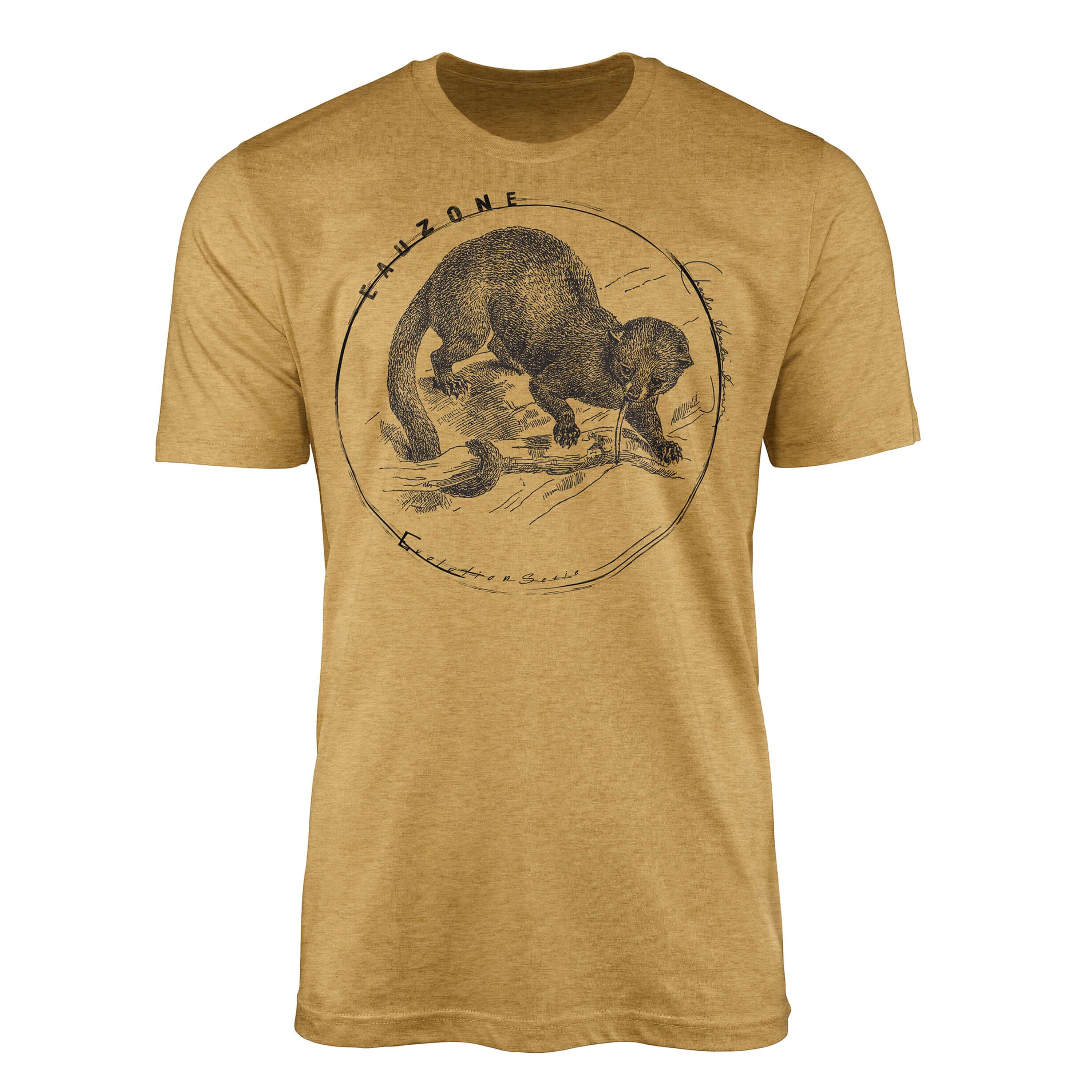 Sinus Art T-Shirt Evolution Herren T-Shirt Wickelbär Antique Gold