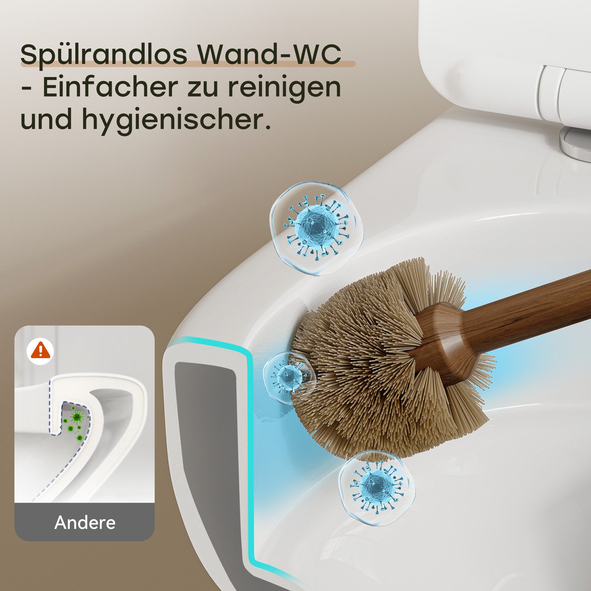 HOROW WC-Komplettset Vorwandelement WC WC-Komplettset Spülkasten hänge WC Set, wandhangend, (Toilette mit Spülkasten Spülrandloses WC Wand WC Spülrandlos) – Bild 5 von 5