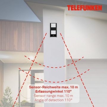 Telefunken Außen-Wandleuchte 321105TF, ohne Leuchtmittel, Wand Außenleuchte IP44 Bewegungssensor schwarz E27 Fassung