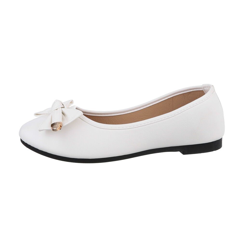 Ital-Design Damen Freizeit Ballerina (85894164) Blockabsatz Klassische Ballerinas in Weiß