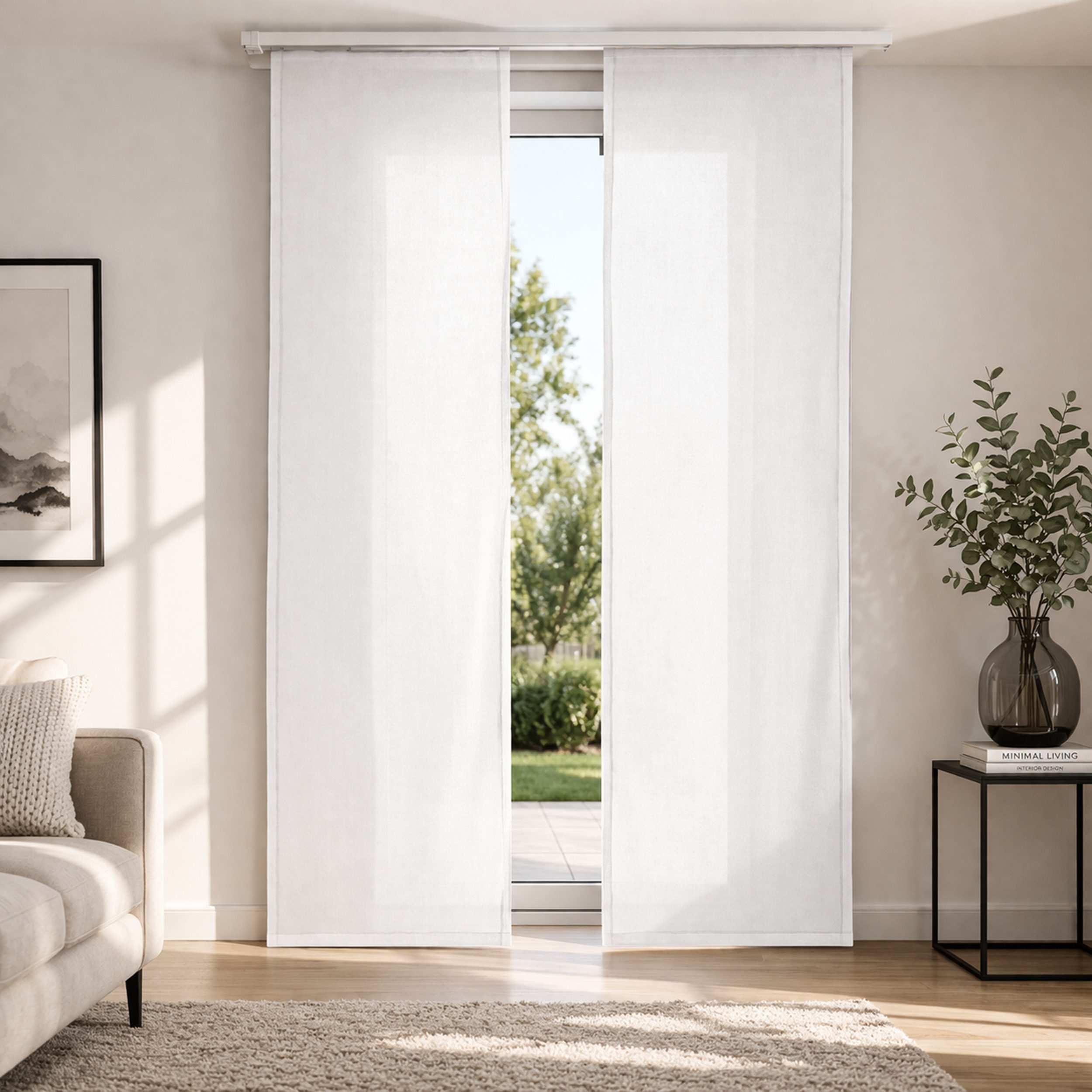 Melody Schiebegardine Schiebegardinen 2er-Set blickdicht mit Klettband Paneelwagen