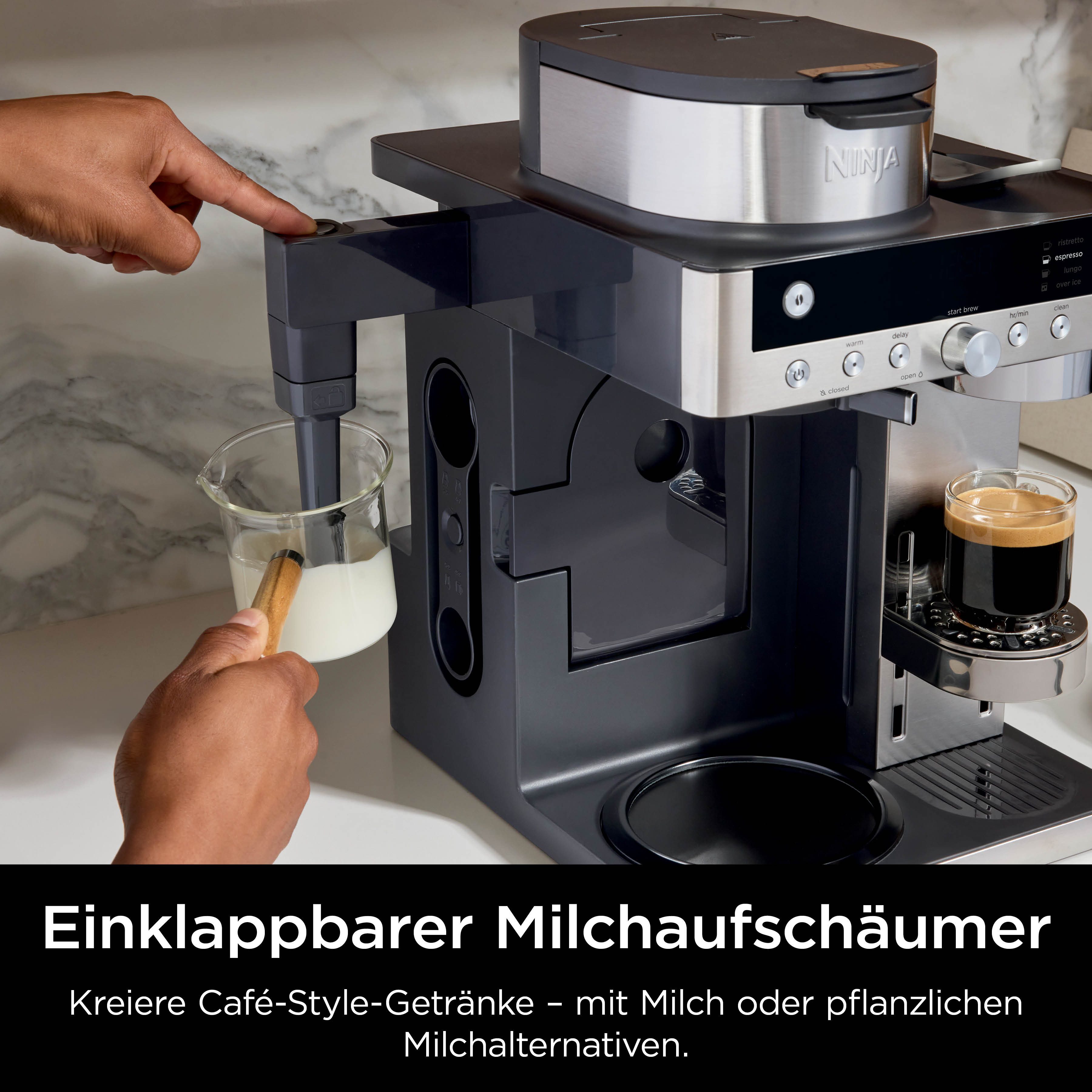 NINJA Filterkaffeemaschine und Espresso-Kapselmaschine Prestige DualBrew System CFN802EU, 1,8l Kaffeekanne, Papierfilter, 3 Variationen und 10 Getränkegrößen, m – Bild 4 von 5