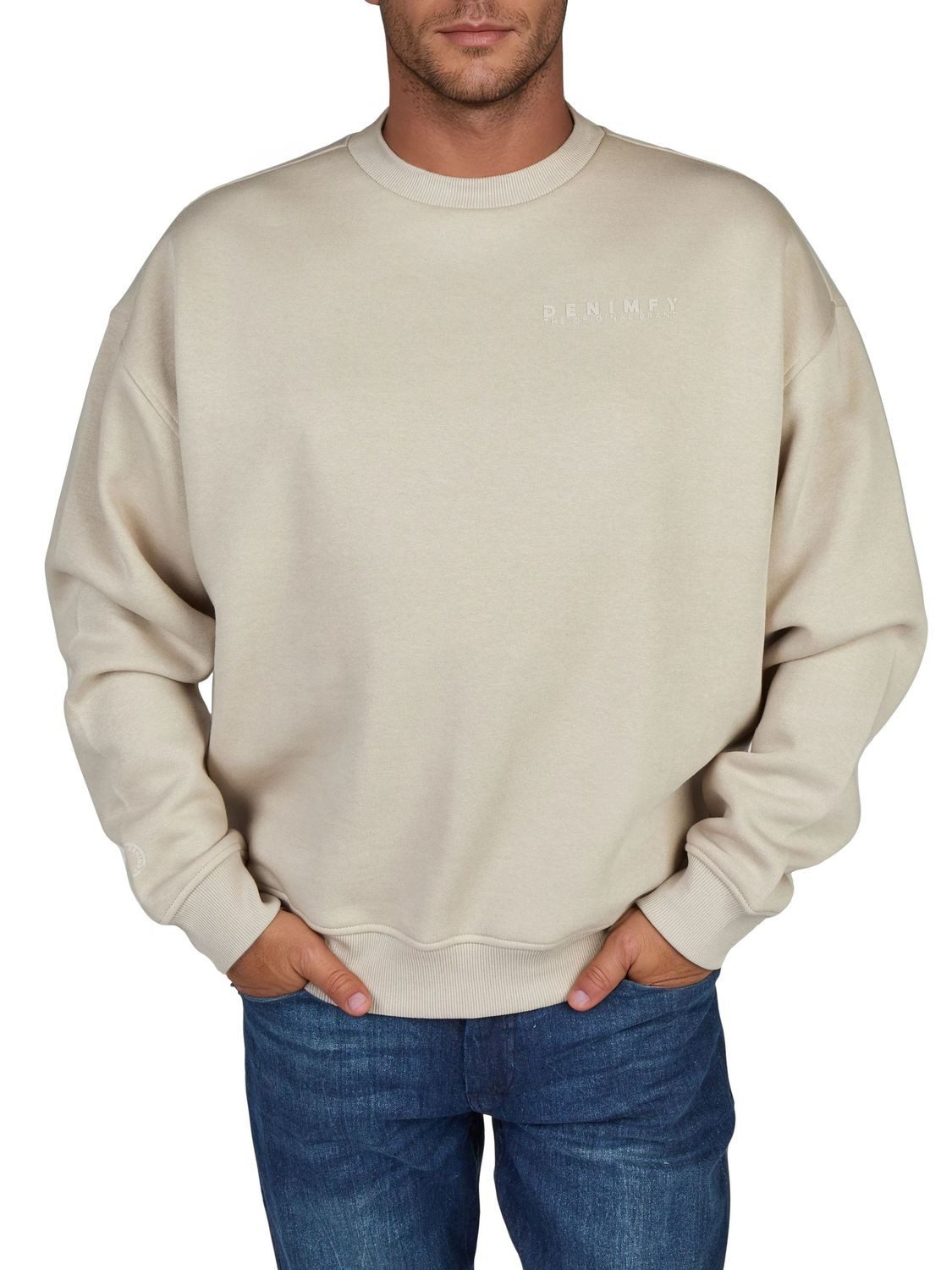DENIMFY Sweatshirt Herren Rundhals Pullover DFKeno Oversized Fit Streetwear Sweatshirt mir Kängurutasche