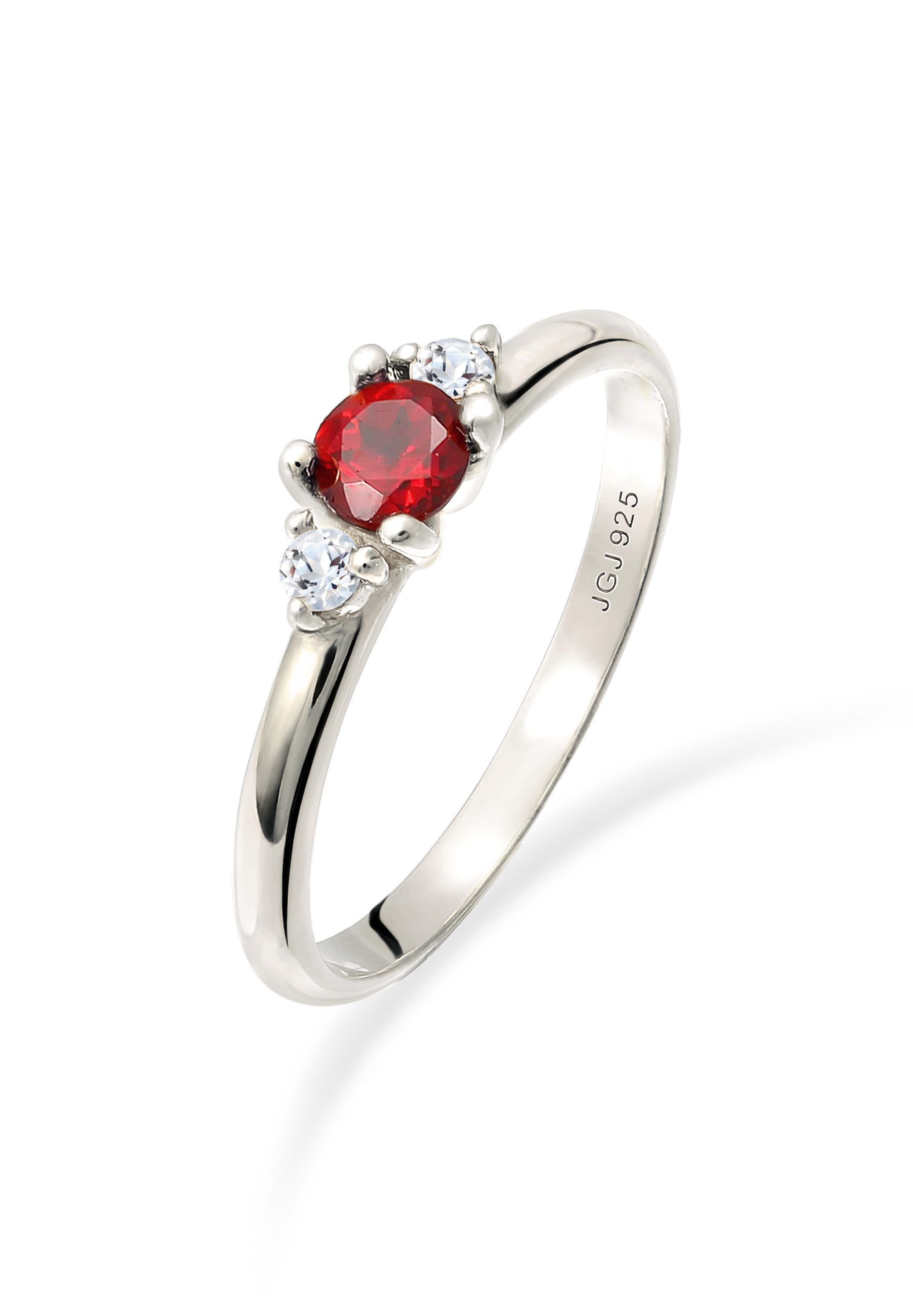 Fingerring Granat Topas Edelstein Klassik Rund 925 Silber