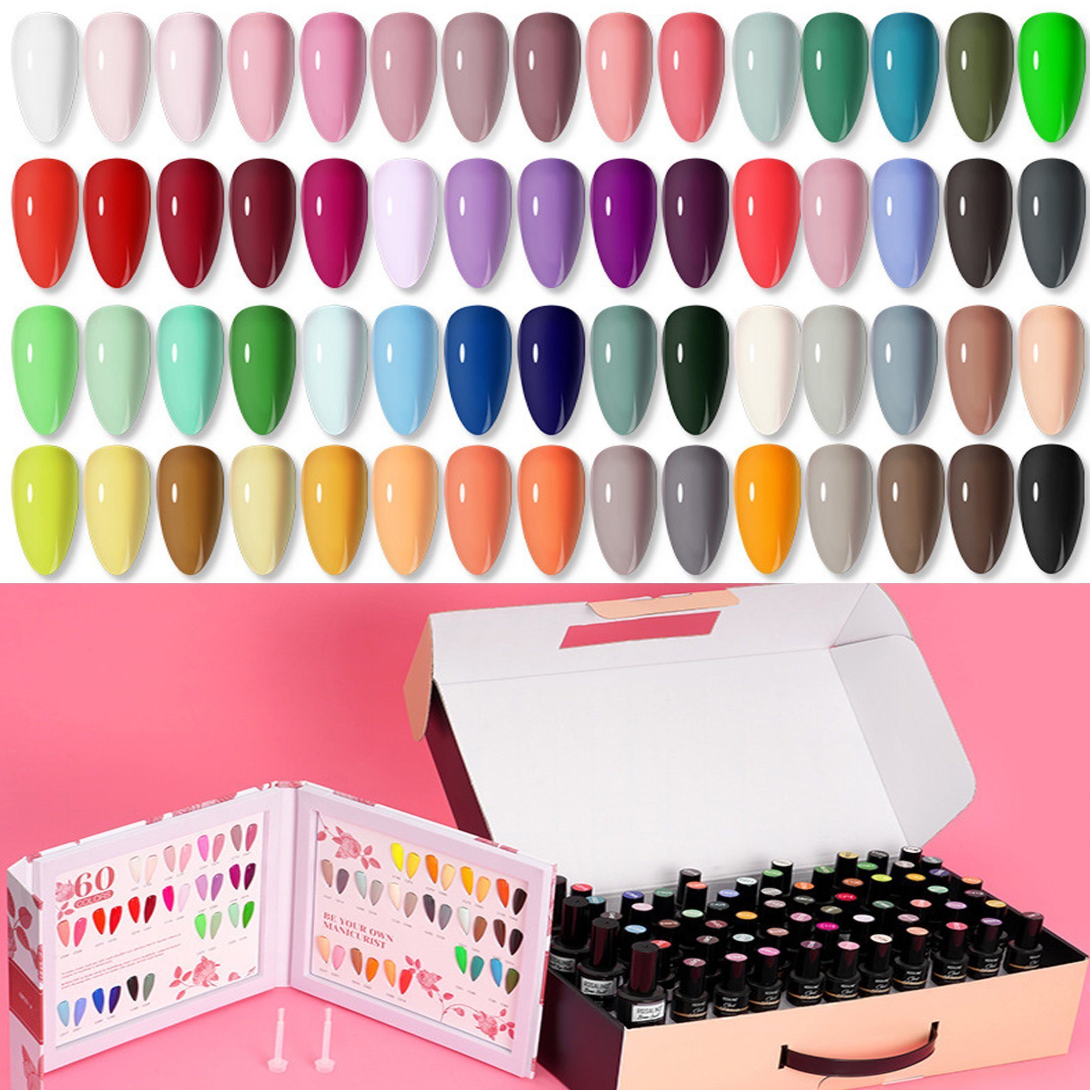 Scheiffy Nagellack-Set 60 Farben Nagellack Gel Set,Morandi Nägel,DIY Nagellack für Anfänger