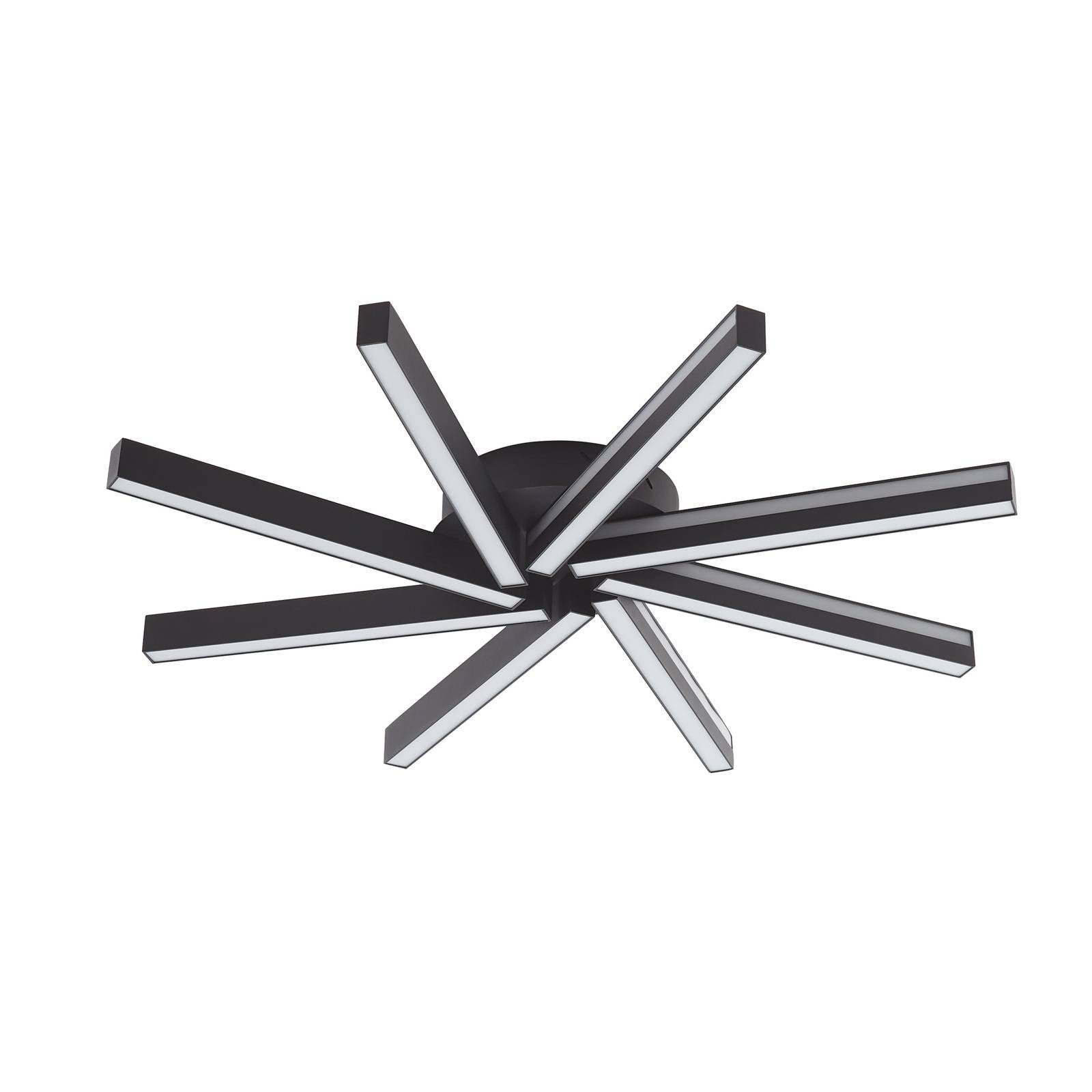 Lucande Deckenleuchten Tjado, LED, Metall, Schwarz Farbwechsel RGB + weiß IP20 mit Fernbedienung, LED 35 W gesamt, Farbwechsel RGB + weiß