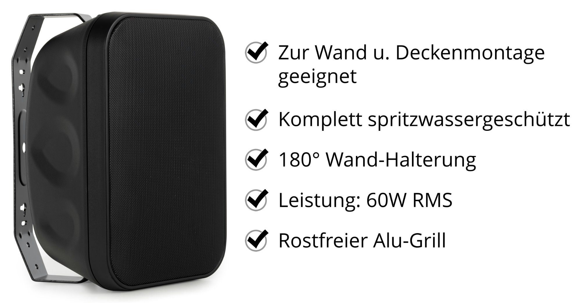 McGrey OLS-651 DJ PA Zwei-Wege-System Outdoor-Lautsprecher Außenlautsprecher (N/A, 60 W, Allwetter-Lautsprecher für Garten, Terrasse, Restaurant)