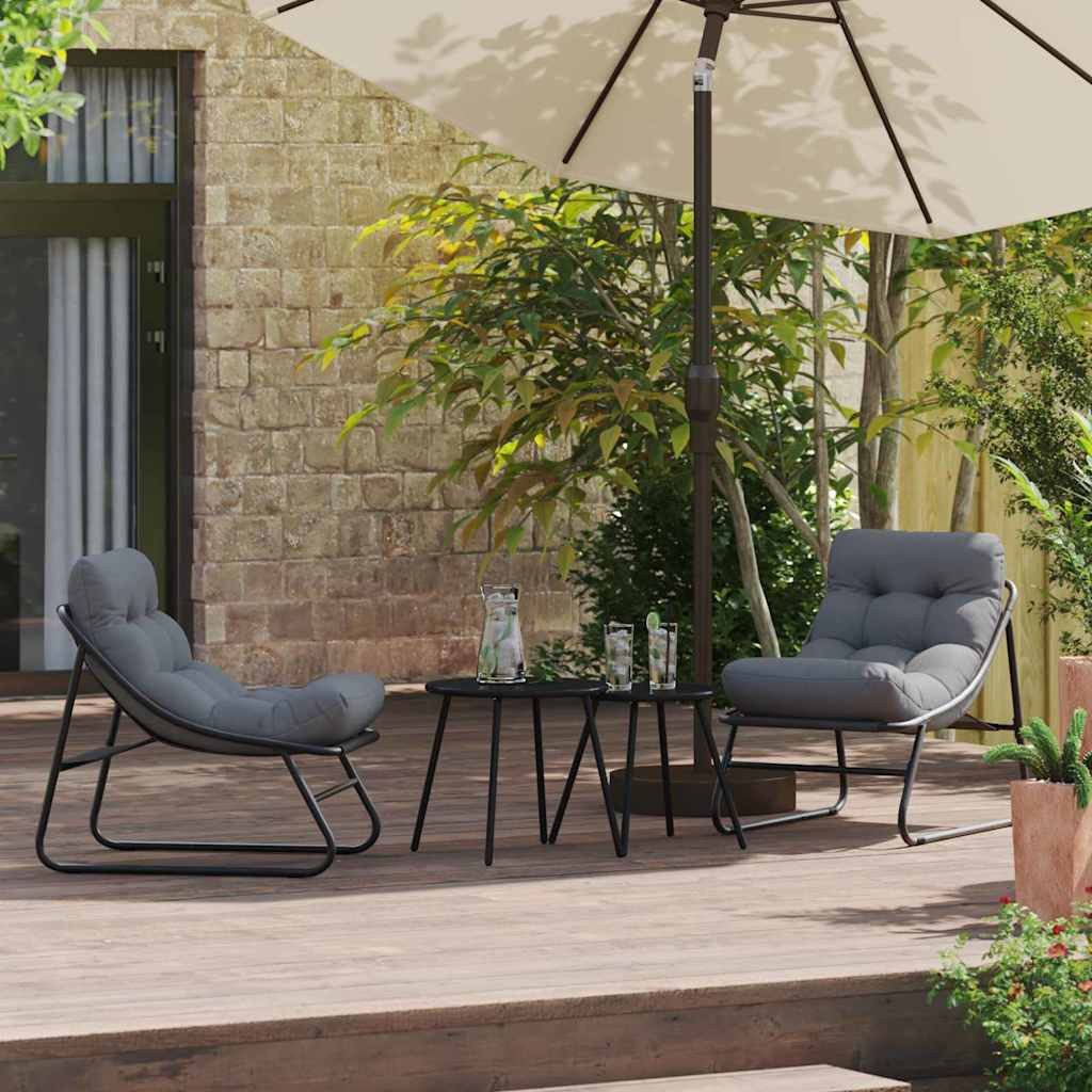 vidaXL Gartenstuhl gartenmöbel 2 Stk. Schwarz Pulverbeschichteter Stahl (2 St)