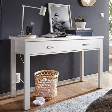 Wohnling Schreibtisch WL1.158 (Weiß mit 2 Schubladen 120 x 77 x 50 cm Modern), Bürotisch Home Office, PC-Tisch mit Stauraum