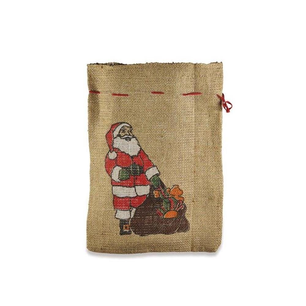 Weihnachtsmann Jutesack Santa 25 x 35 cm natur