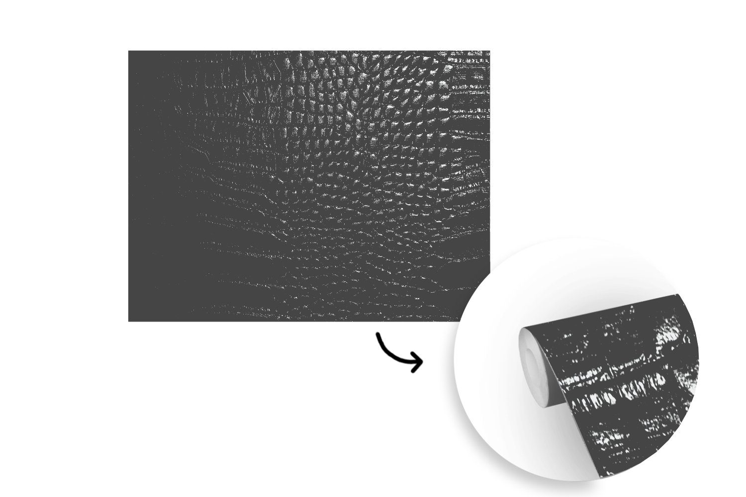 MuchoWow Fototapete Leder - Strukturiert - Schwarz - Grau, Matt, bedruckt, Wallpaper für Wohnzimmer, Schlafzimmer, Vinyl Tapete, 295x220 cm