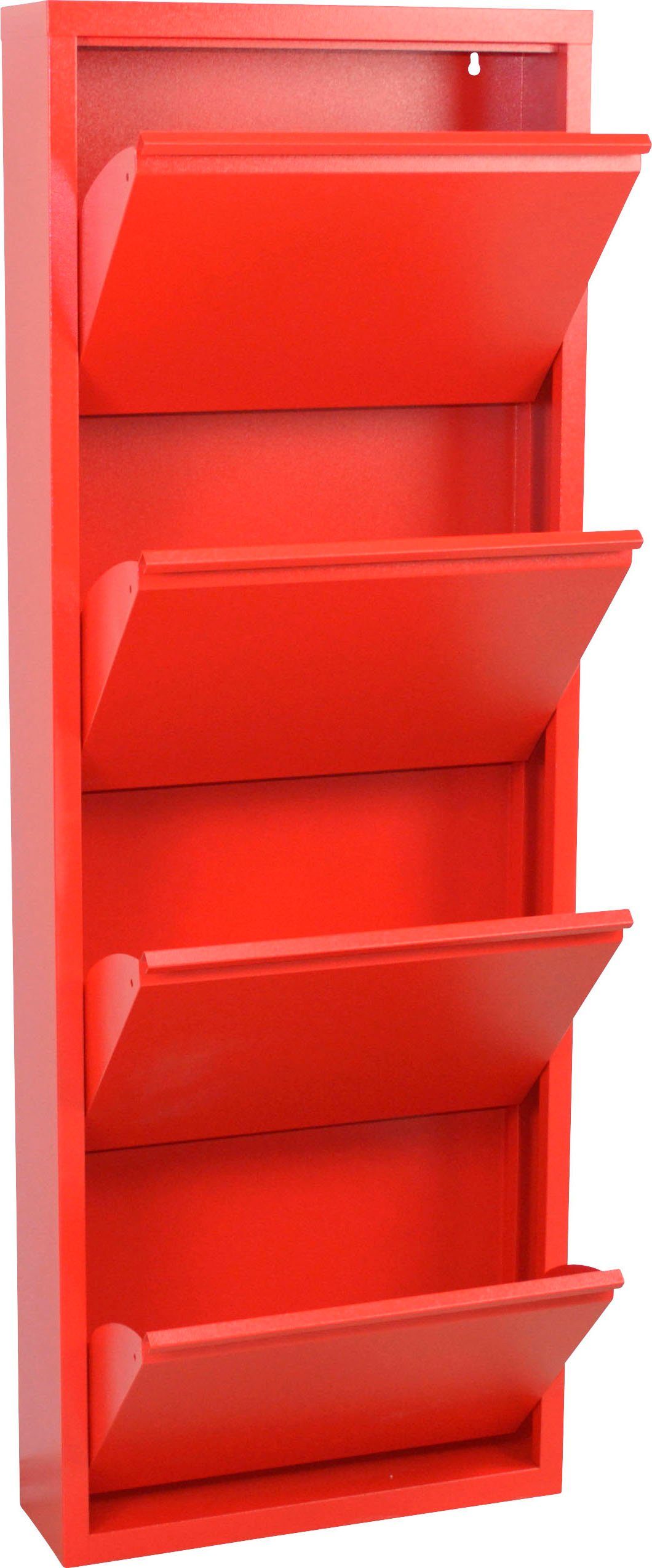 | 139,5 rot cm INOSIGN Melika Schuhschrank Schuhklappen, aus Metall, rot 4 Höhe