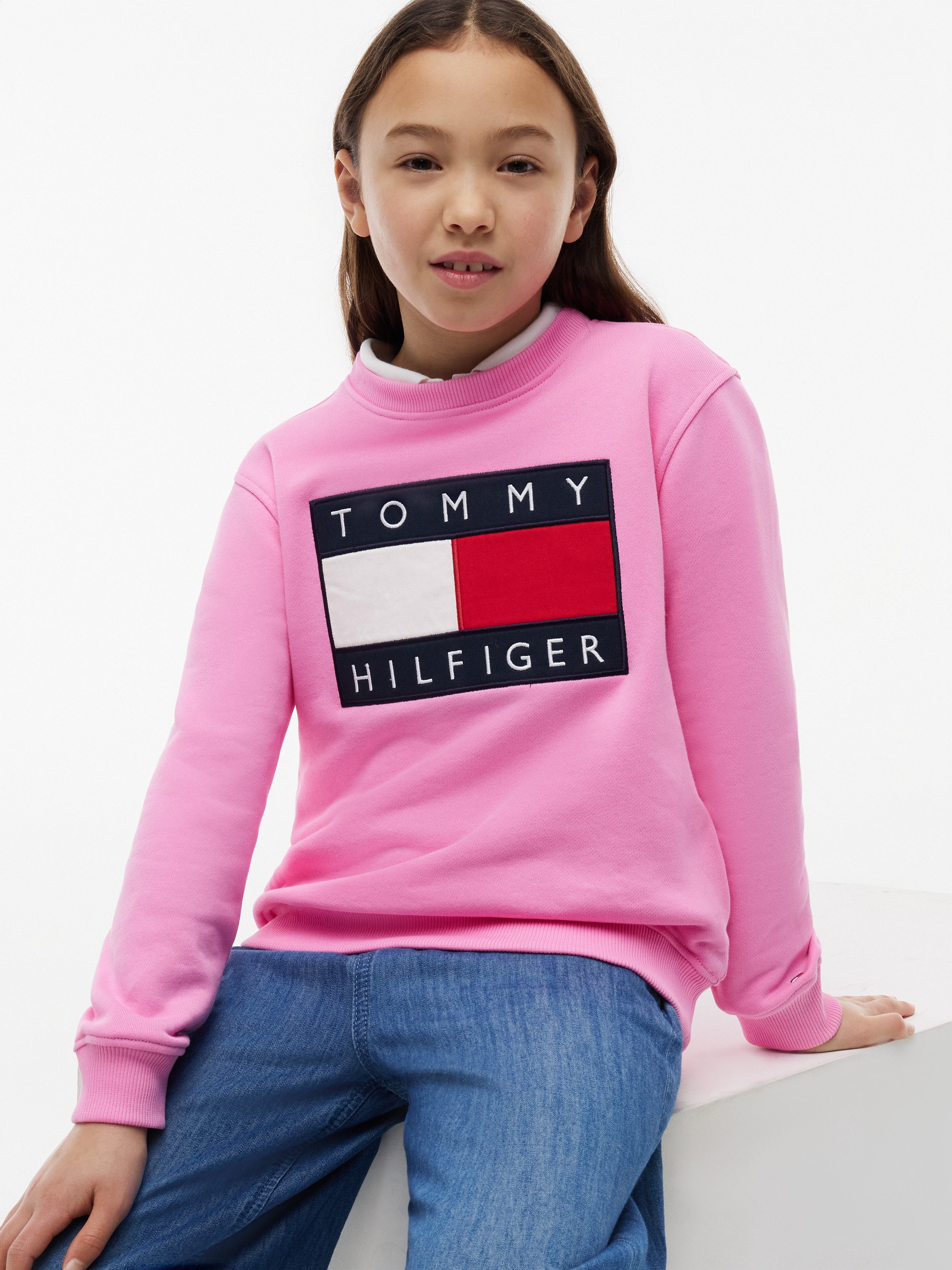 Tommy Hilfiger Sweatshirt Regular Fit, Kinder bis 16 Jahre, Logo-Applikation