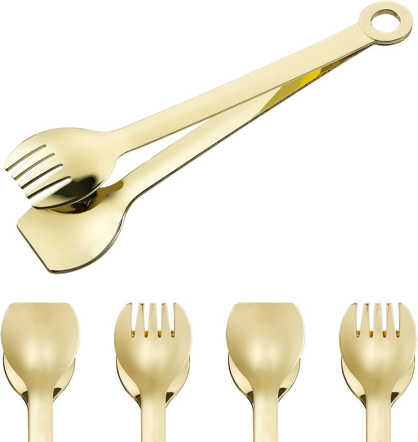FELIXLEO Servierzange Mini Servierzangen Edelstahl Gold 15,2cm 4er Set