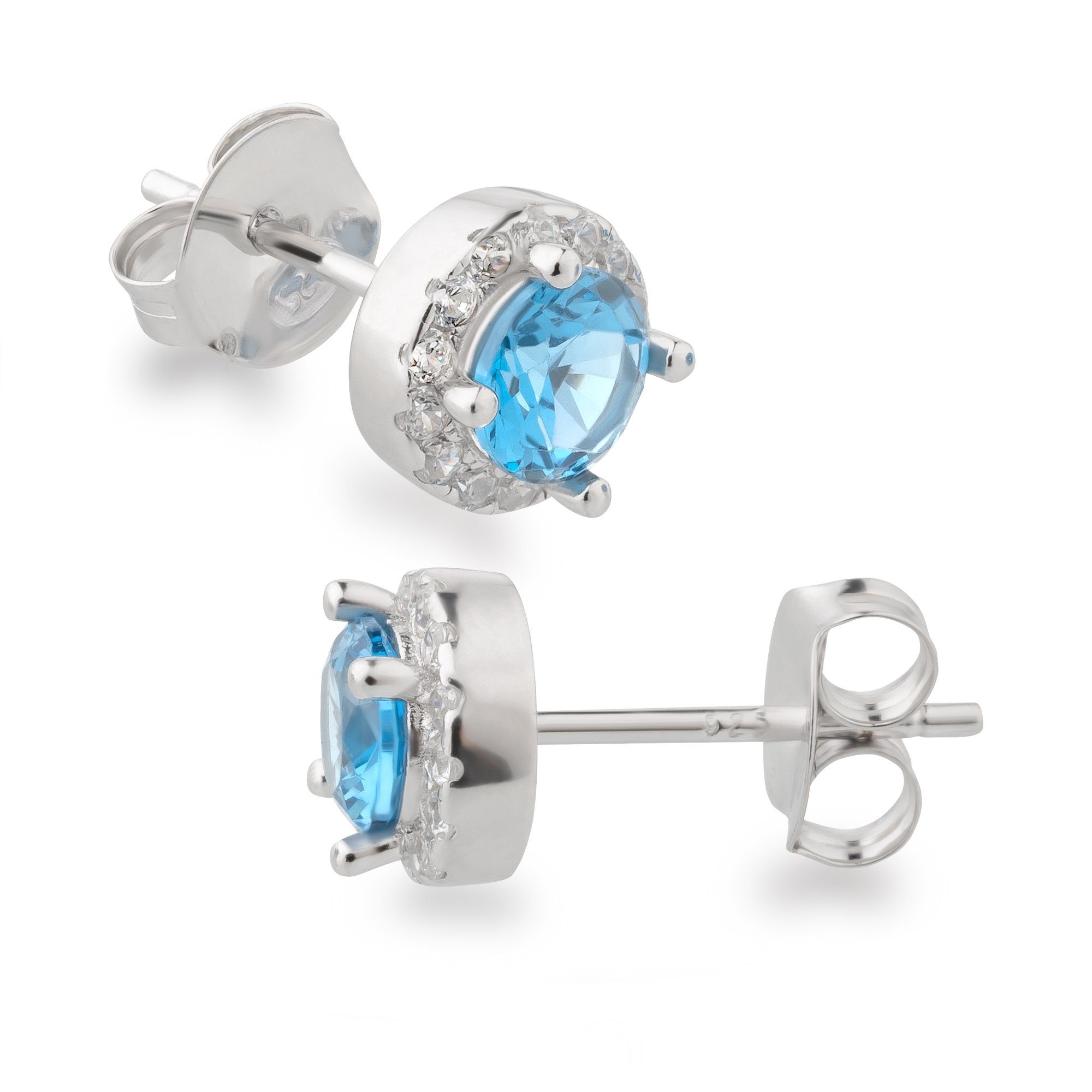 Schöner-SD Paar Ohrstecker Silberohrringe rund 7mm mit Zirkonia Kristall fa günstig online kaufen