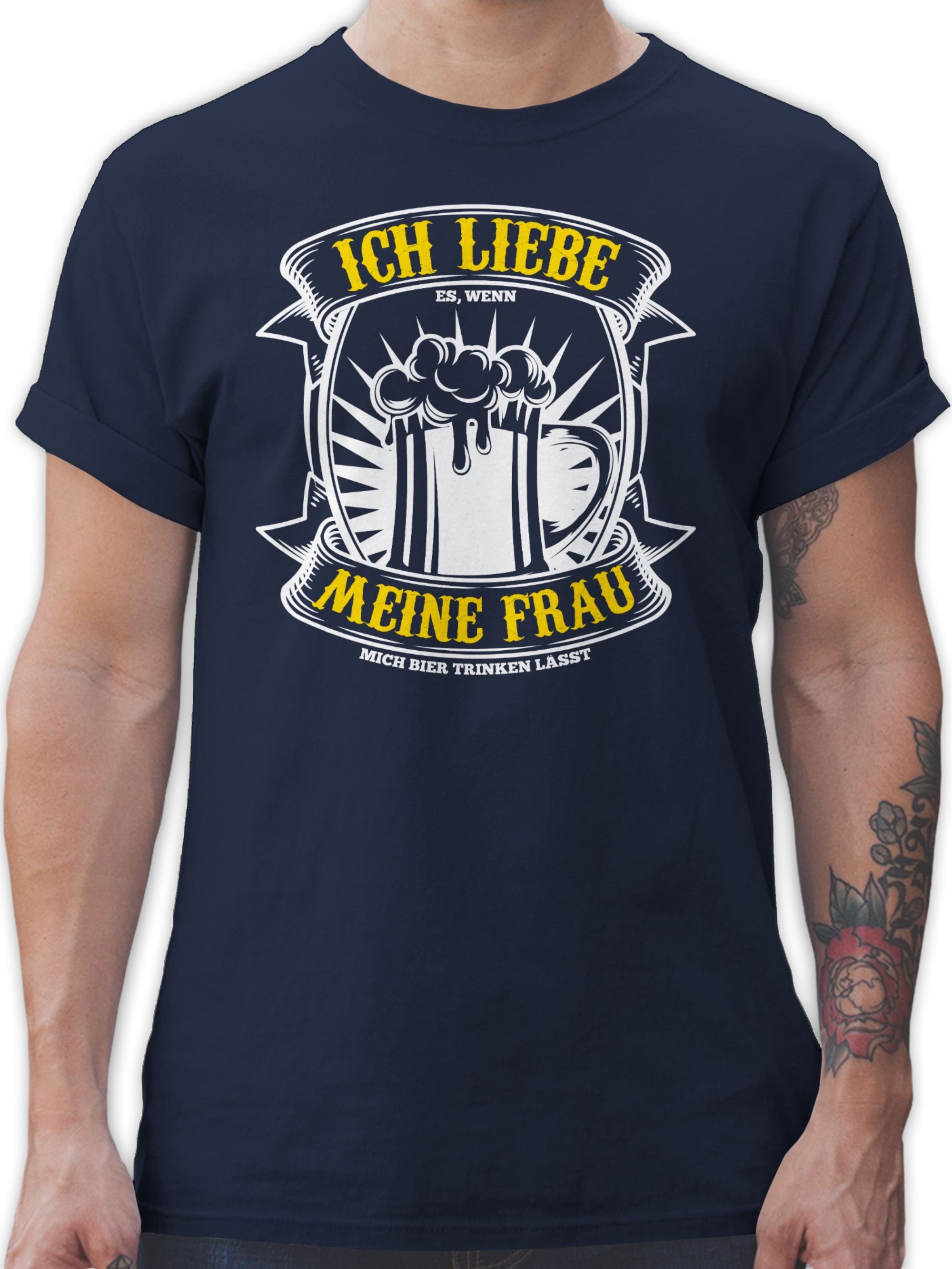 Shirtracer T-Shirt Ich liebe es wenn meine Frau mich Bier trinken lässt Herren & Männer Geschenke 1 Navy Blau