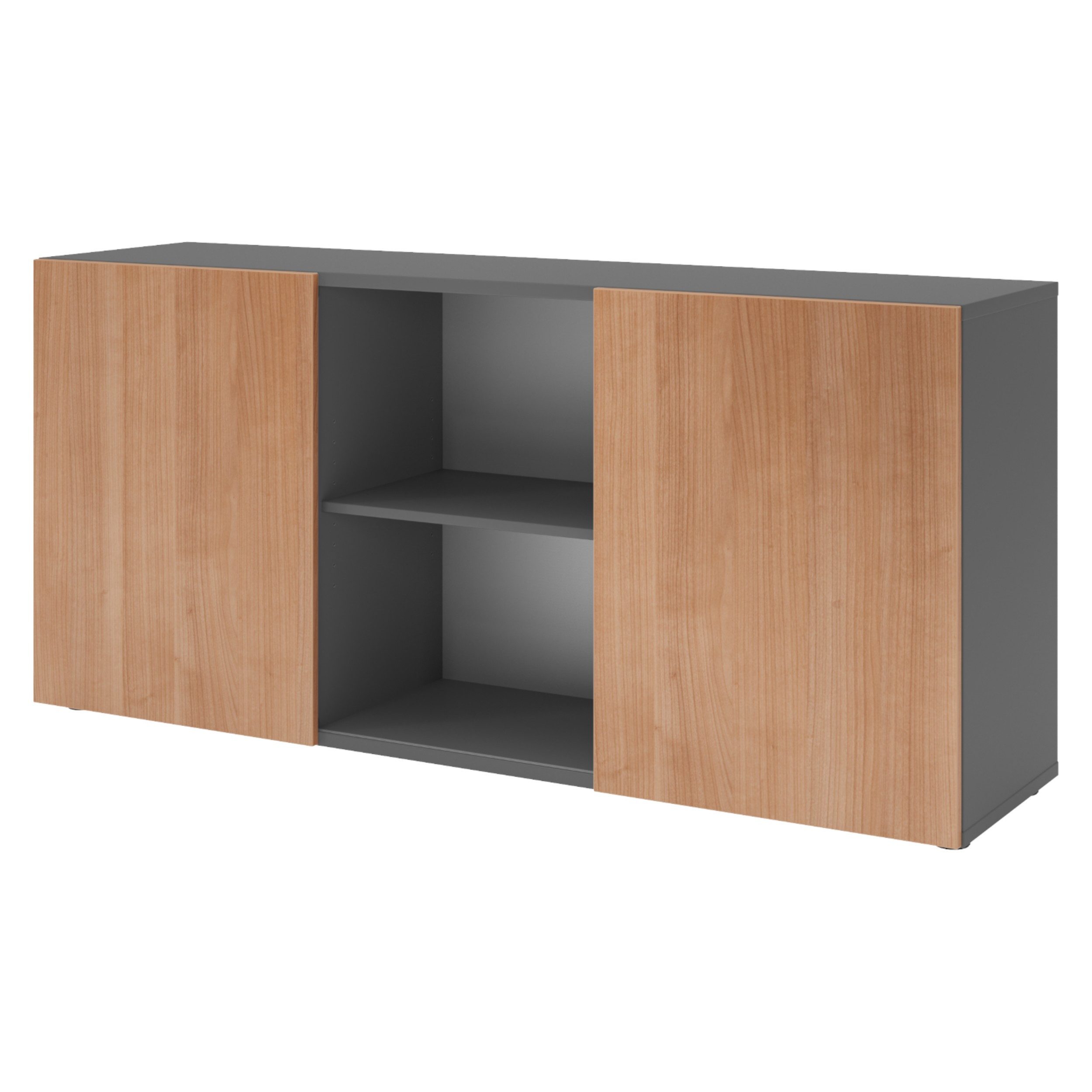 bümö Sideboard office Sideboard mit Schwebetür, Dekor: Graphit/Nussbaum