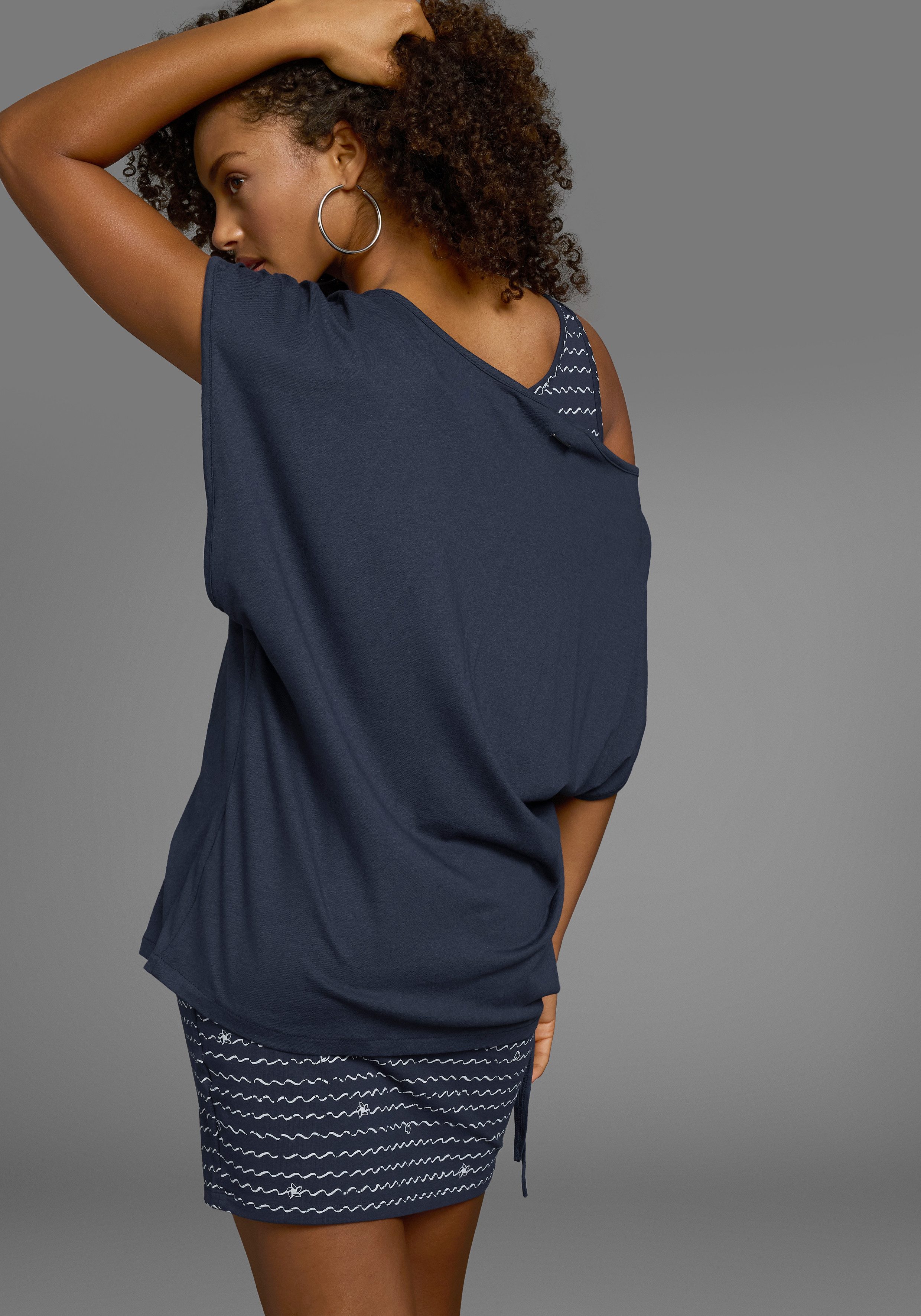 KangaROOS Jerseykleid (2-tlg) bedrucktes Design, aus Baumwolle und Modal