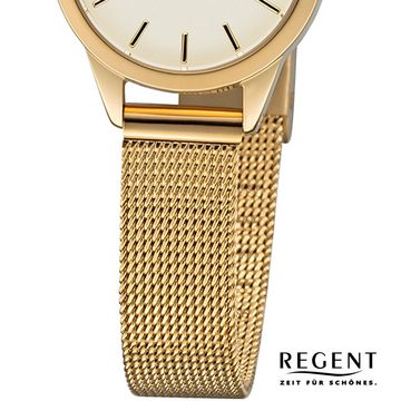 Regent Quarzuhr Regent Damen Uhr F-1166 Metall Quarz, Damen Armbanduhr rund, klein (ca. 18mm), Metallarmband