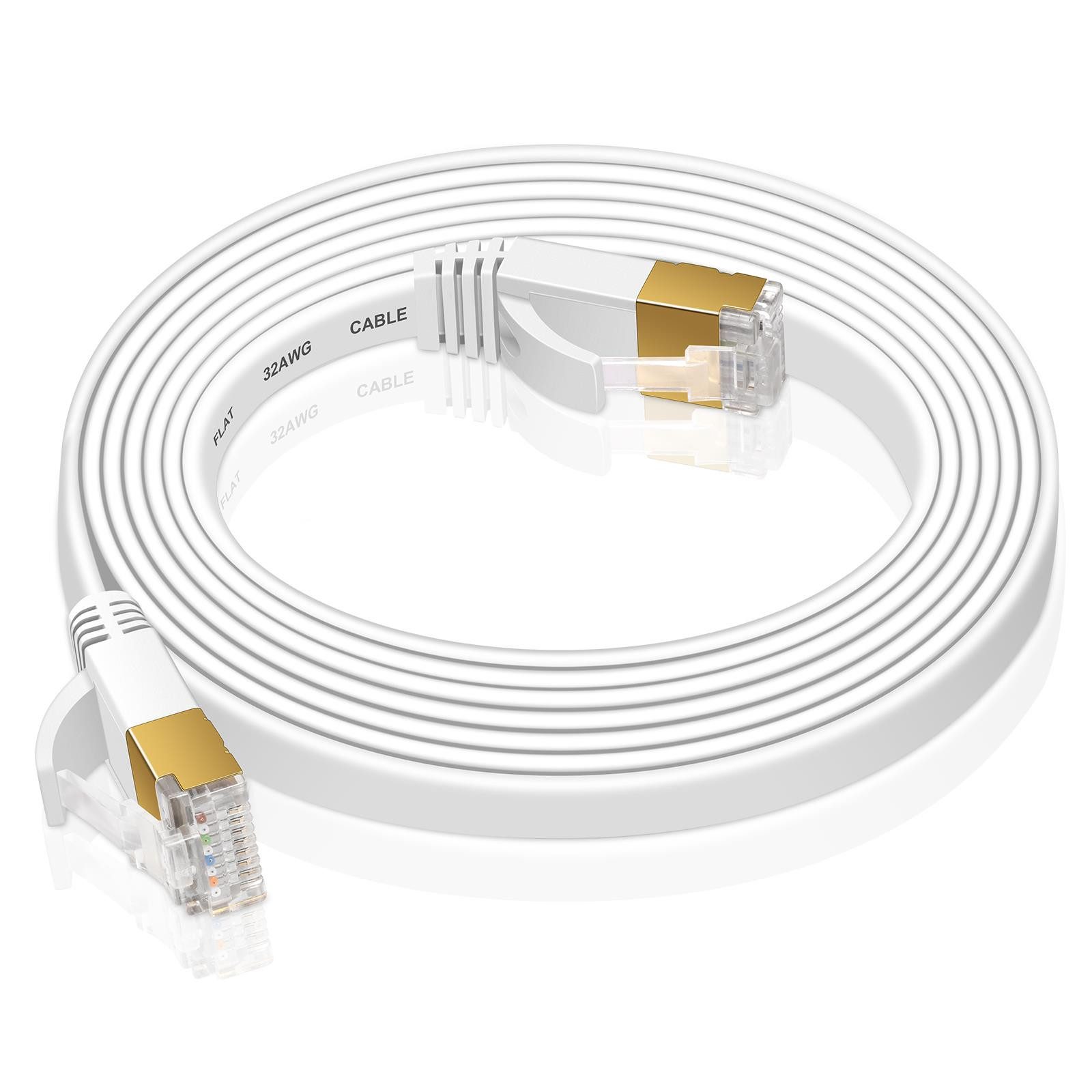 VERCO Cat 7 Netzwerkkabel flaches LAN-Kabel, RJ-45 (Ethernet), (200 cm), 10 / 100 / 1000 Mbits Geschwindigkeit bis 1 Gbits S/FTP Patchkabel