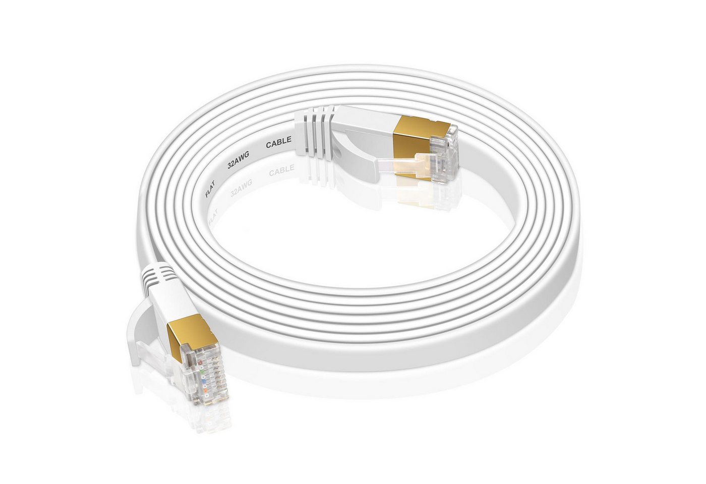 VERCO Cat 7 Netzwerkkabel flaches LAN-Kabel, RJ-45 (Ethernet), (5000 cm), 10 / 100 / 1000 Mbits Geschwindigkeit bis 1 Gbits S/FTP Patchkabel