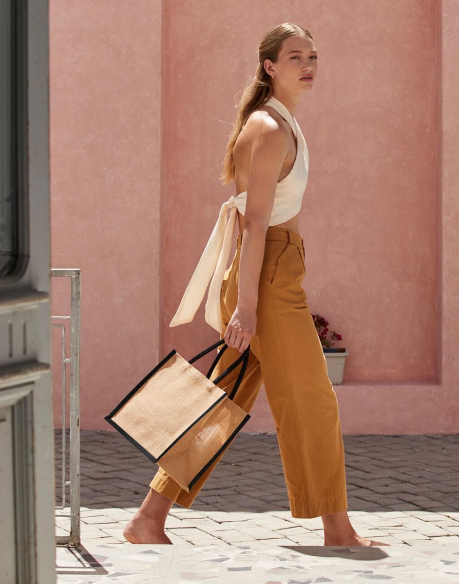 Westford Mill Einkaufsshopper Natural Starched Jute Midi Bag Einkaufstasche