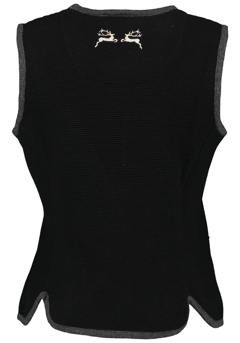 OS Trachten Strickweste Ipesa Trachtenweste mit Rundhals und Hirsch-Sticker günstig online kaufen
