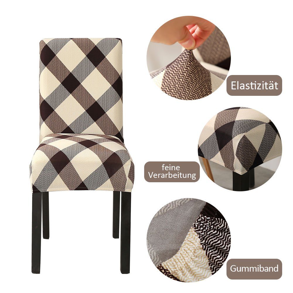 Vivi Idee Stuhlbezug Stuhlhussen 4/6er Set Spannbezug für Esszimmerstühle Schwingstuhl, Elastische Waschbar Hochzeit Büro Partys Deko
