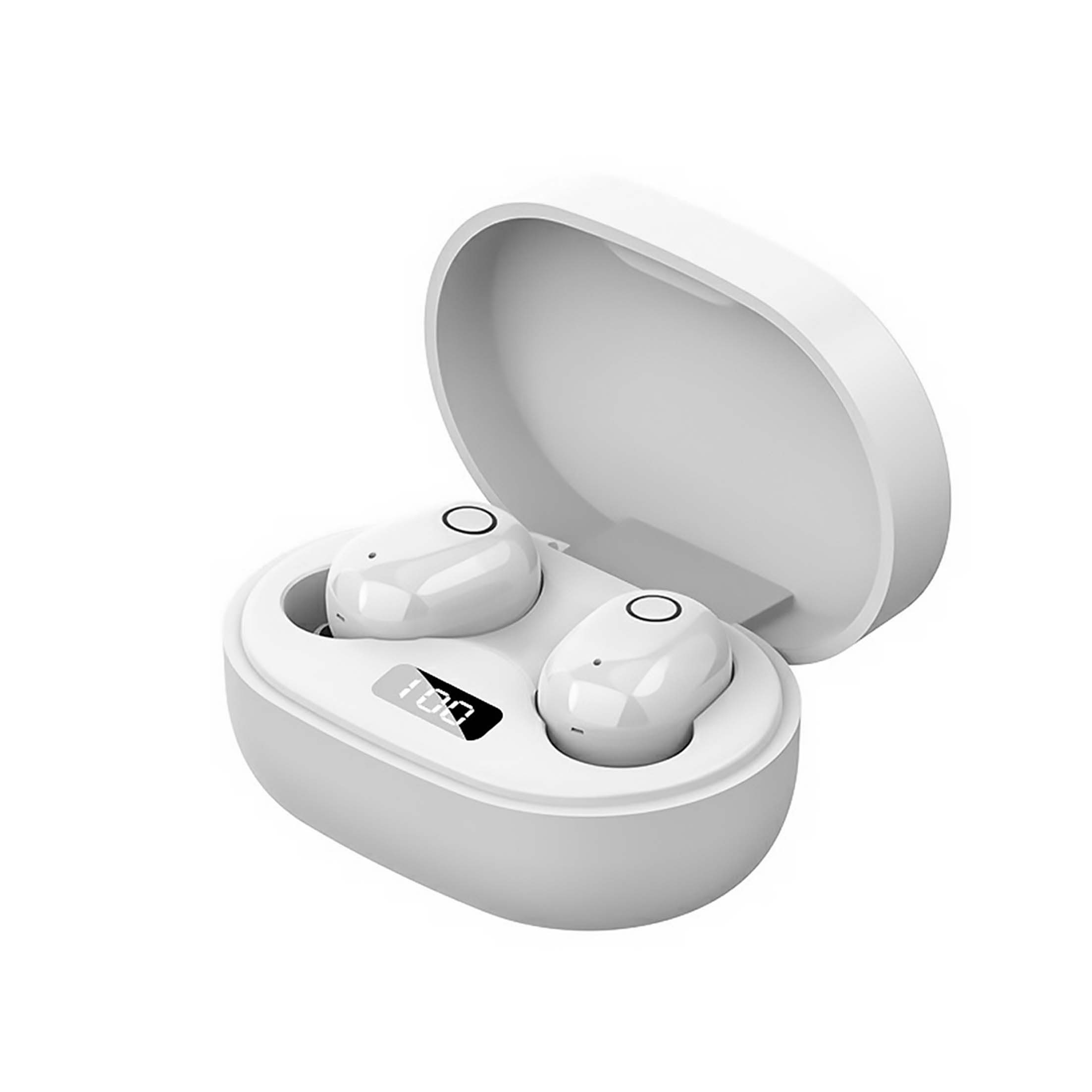 KINSI Drahtlose Bluetooth-Kopfhörer, Stereo-Kopfhörer, In-Ear-Kopfhörer Funk-Kopfhörer (LED-Display, Mini-Smart-Touch-Kopfhörer mit Ladestation)