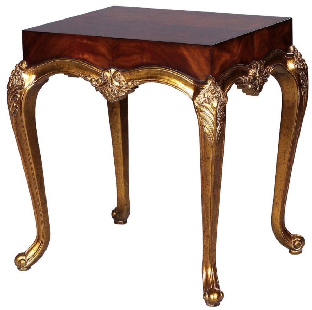 Barock im Barockstil Luxus Barock Massivholz Beistelltisch Casa / - Beistelltisch Antik Gold Padrino Tisch Prunkvoller - Dunkelbraun Möbel