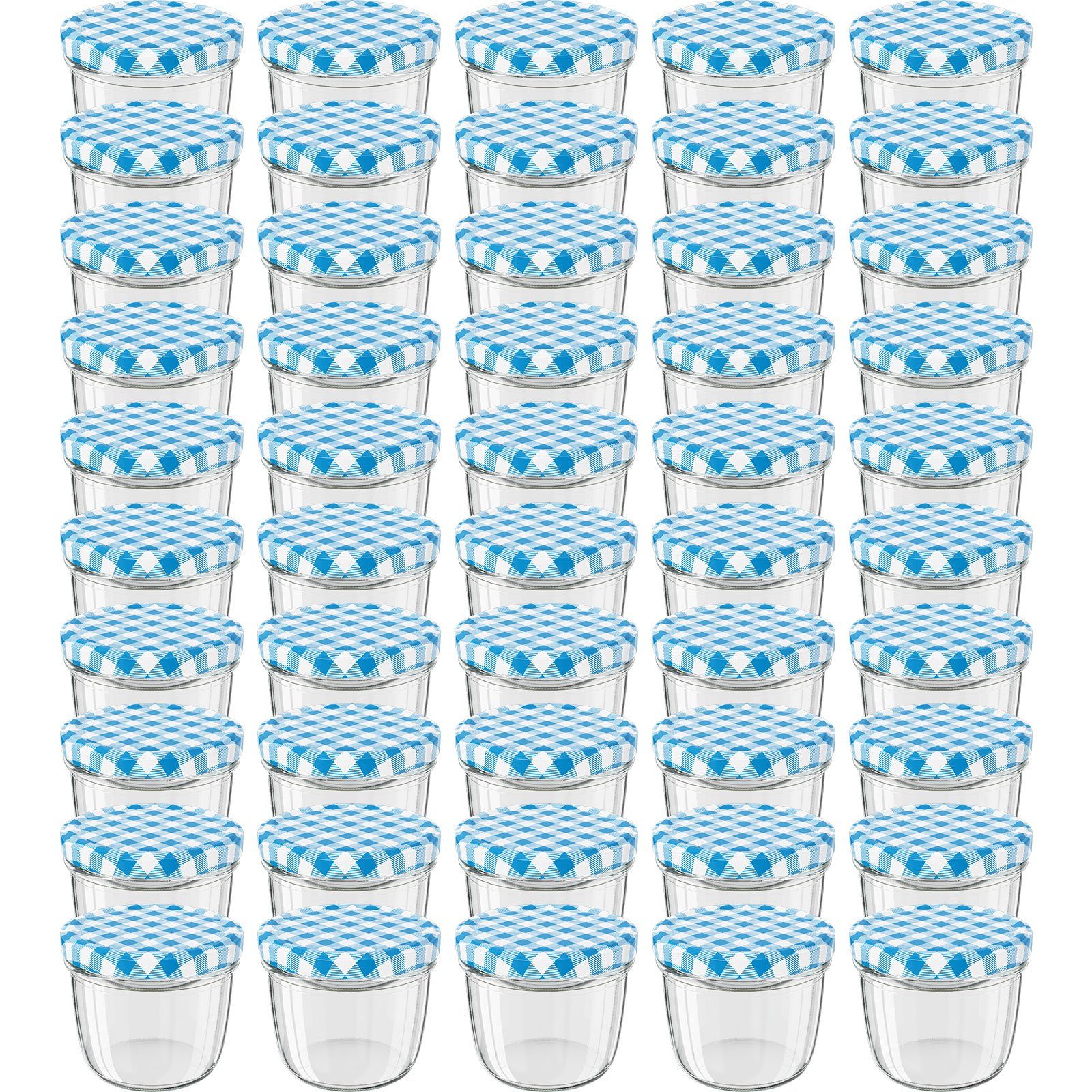 Vorratsglas Einmachgläser Schraubdeckel blau kariert - 230 ml