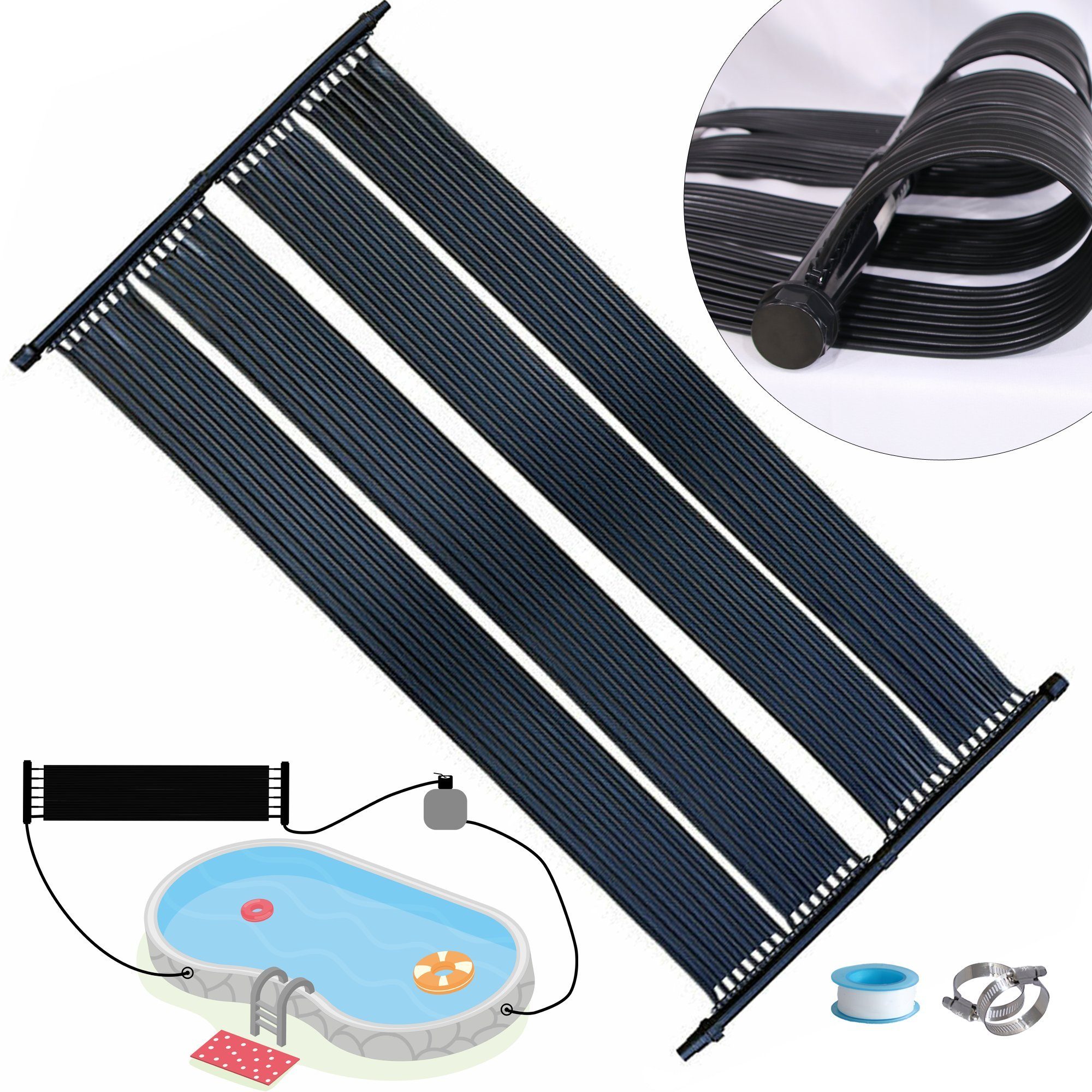 Melko Pool-Wärmepumpe Poolheizung Solarheizung Solarpanel Solarkollektor 305x80CM Wärmeplane (Stück), beliebig erweiterbar