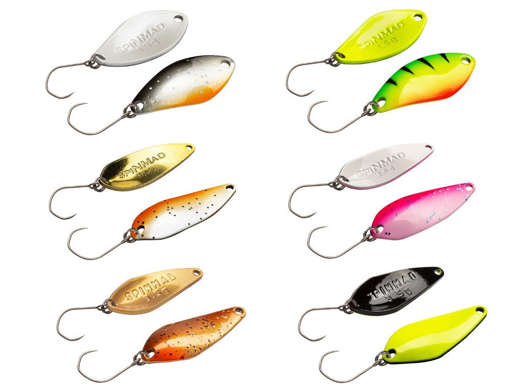 SpinMad Kunstköder SPINMAD - Spoon-Set - 6 Spoons - 1,5 bis 3,5 g, (SpinMad Spoon-Set 1,5 bis 3,5 g, 6-St. 6 Spoons), Effektiver Lauf, Exzellente Verarbeitung
