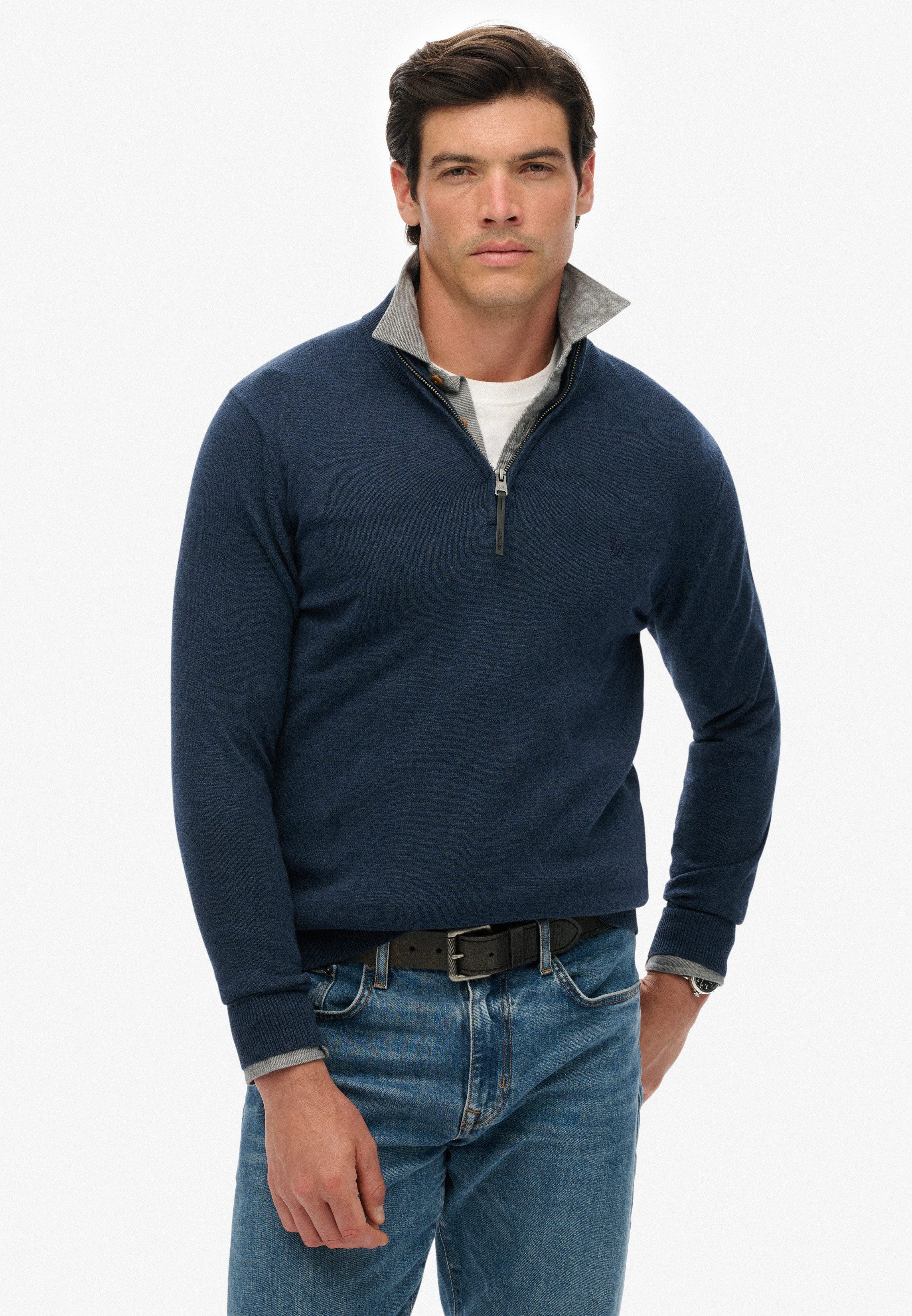 Superdry Strickpullover ESSENTIALS COTTON HALF ZIP günstig online kaufen