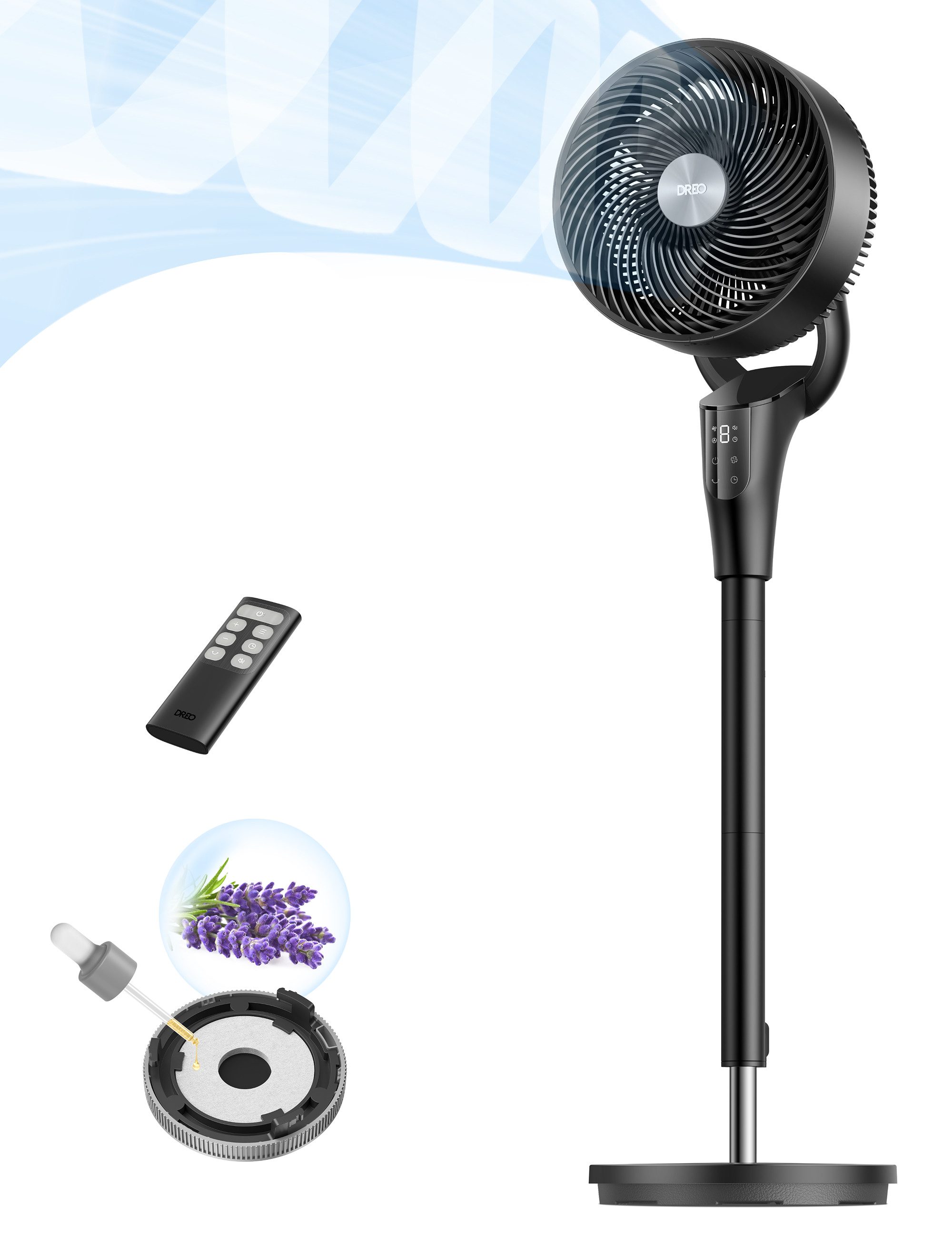 Dreo Standventilator Leiser, 1444m³/h Luftvolumen, 3 Stufen 6H Timer, Fernbedienung