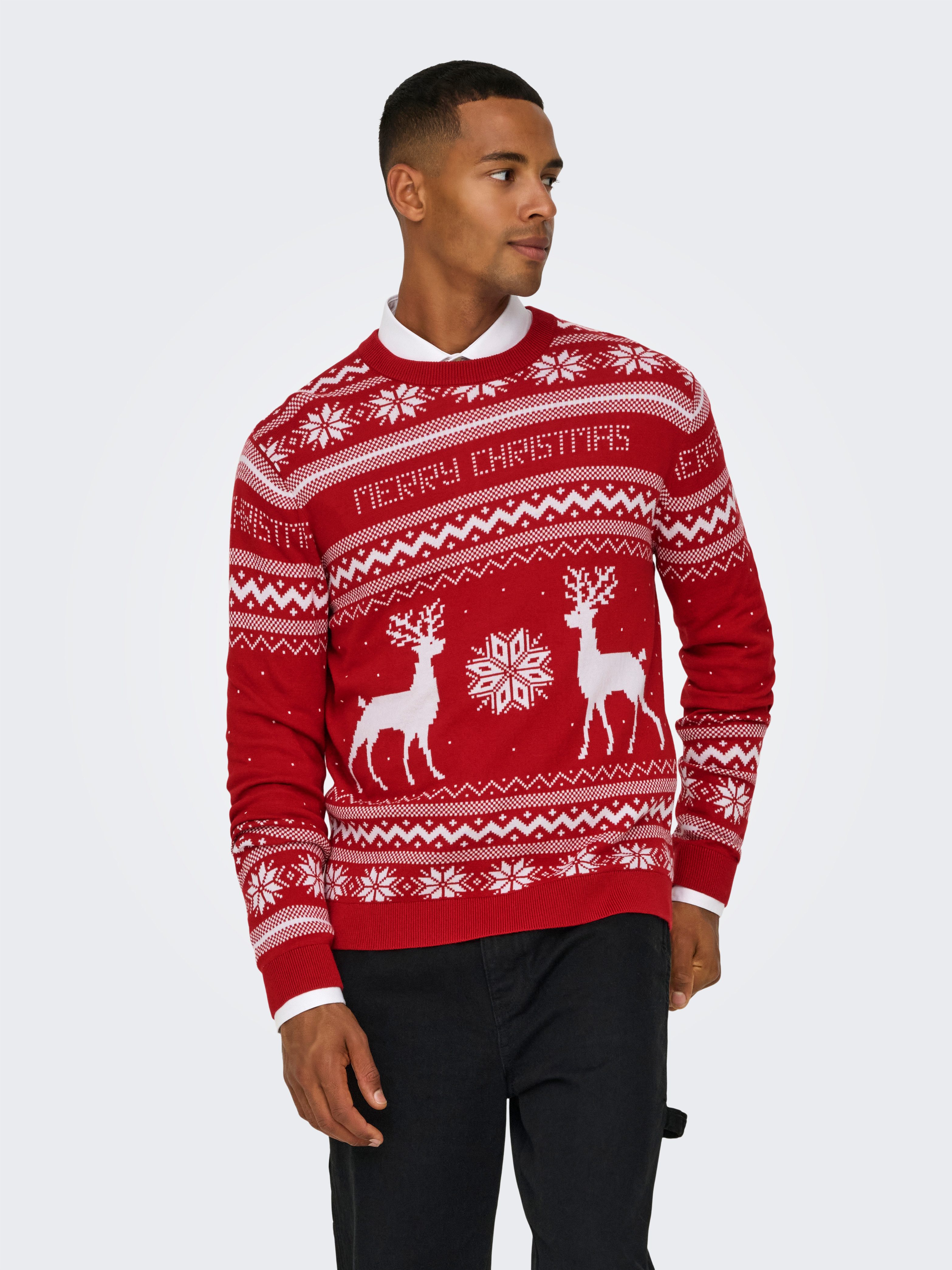 ONLY & SONS Rundhalspullover ONSXMAS REG 5 JAQ CREW KNIT günstig online kaufen