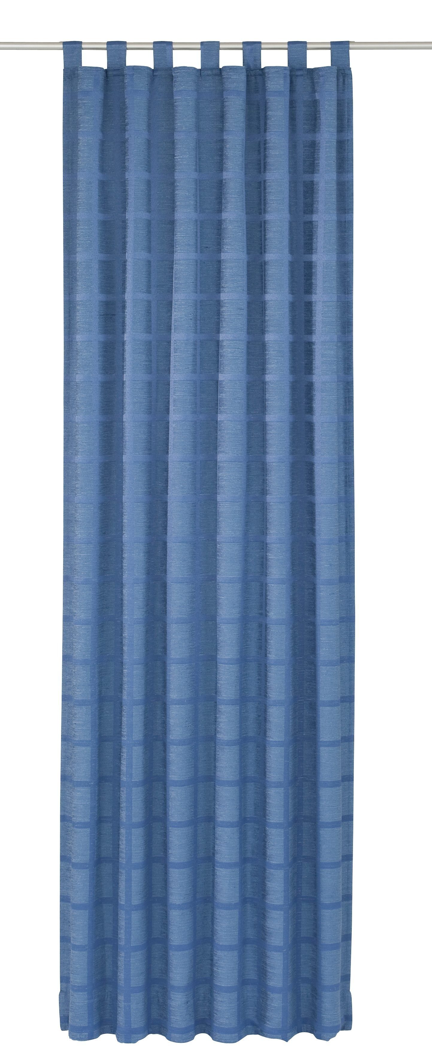 Vorhang Wirth, St), Chenille Schlaufen Toco-Karo, (1 blau blickdicht,