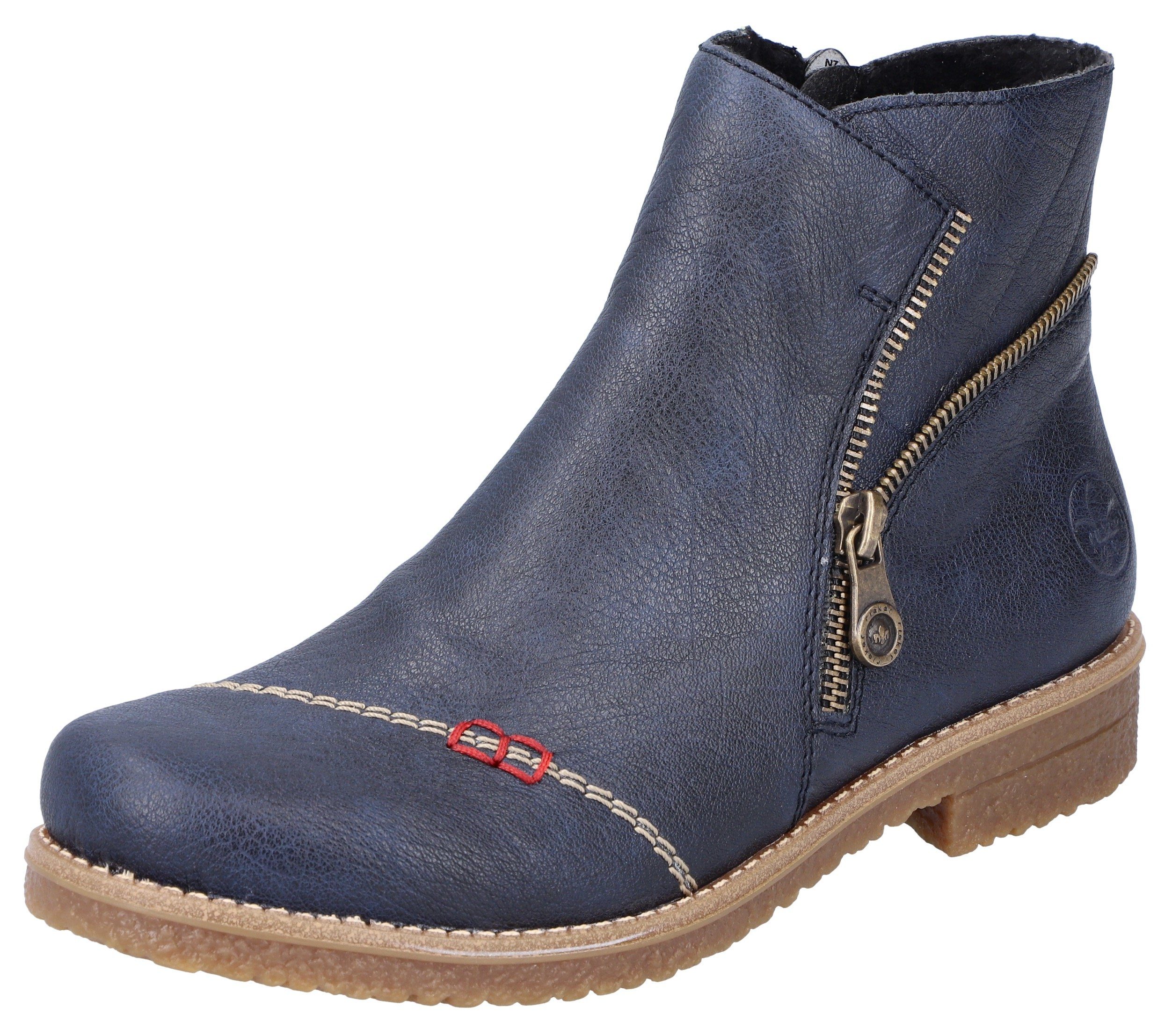 Zierreißverschluss Stiefelette blau Rieker mit