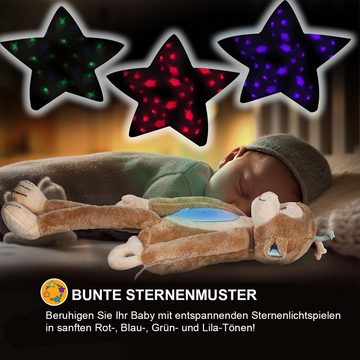 DOPWii Kuscheltier Multifunktionale Musikpuppe, Baby-Einschlafhilfe, 3 Helligkeitsstufen, 7 beruhigende Musik, Sternprojektion