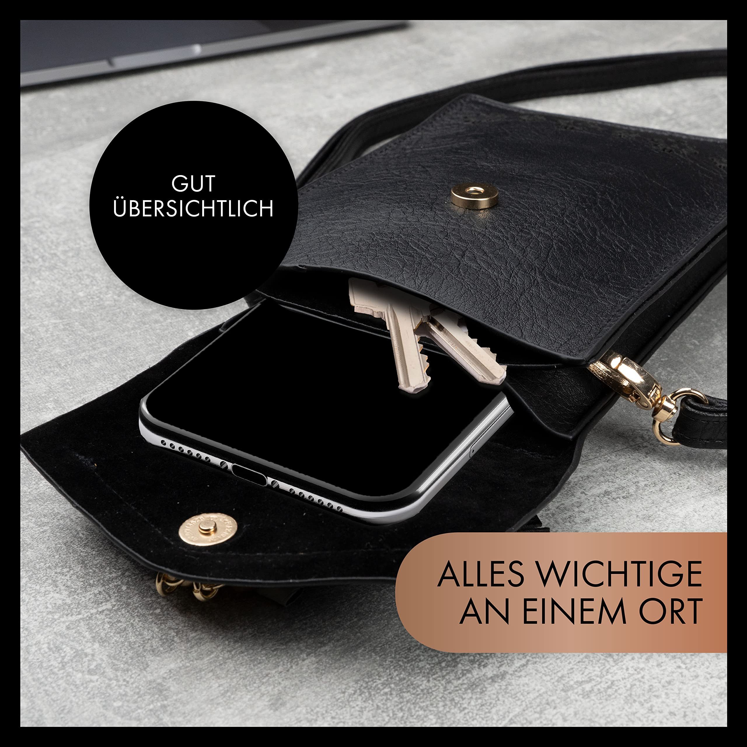 XiRRiX Handytasche Handy Tasche Damen zum Umhängen - Umhängetasche aus Lederimitat (1-tlg., kompatibel mit Apple Iphone), in wunderschönem Design