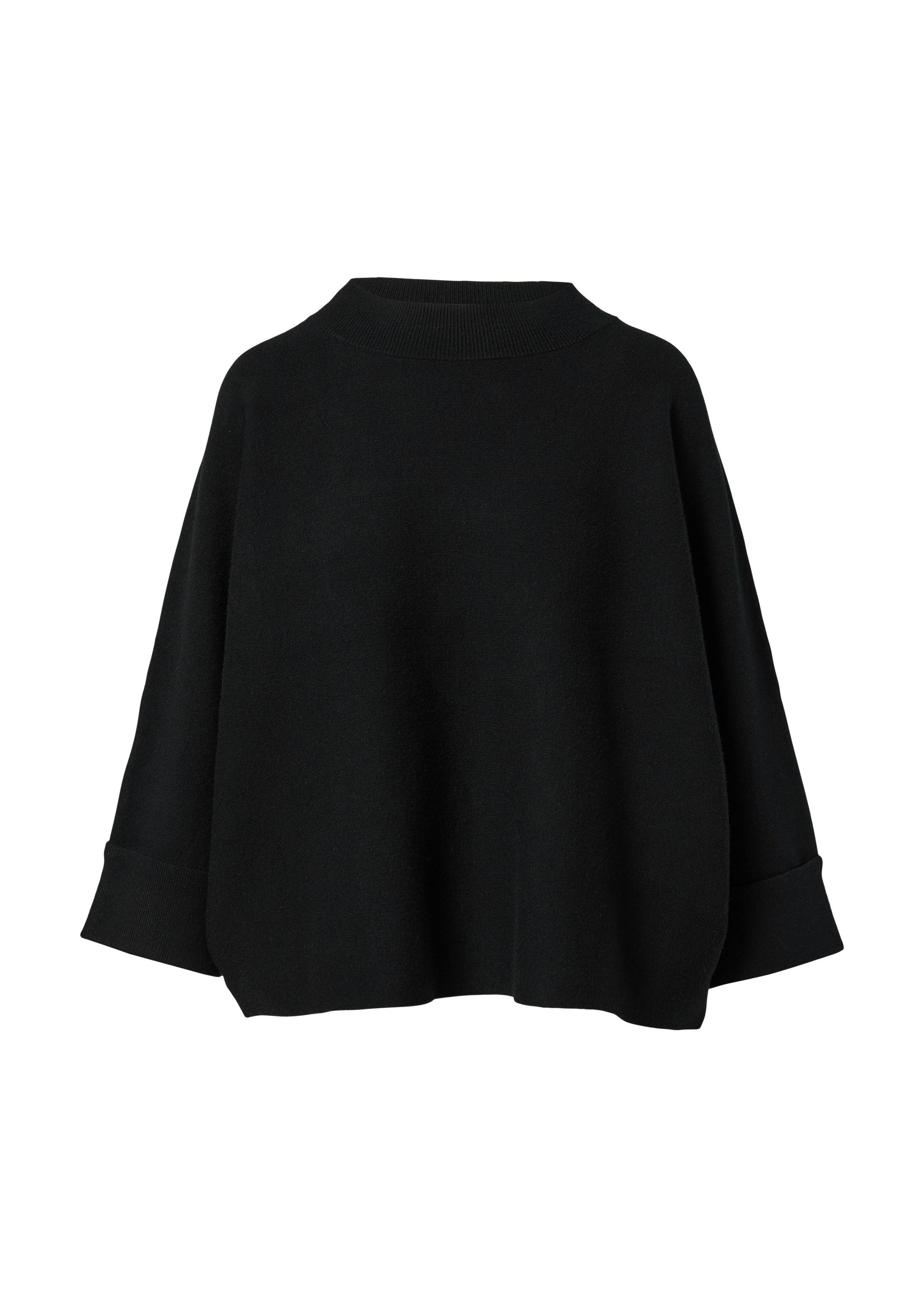 comma Poncho Indoor-Poncho Strickpullover mit Fledermausärmeln und Rippblende