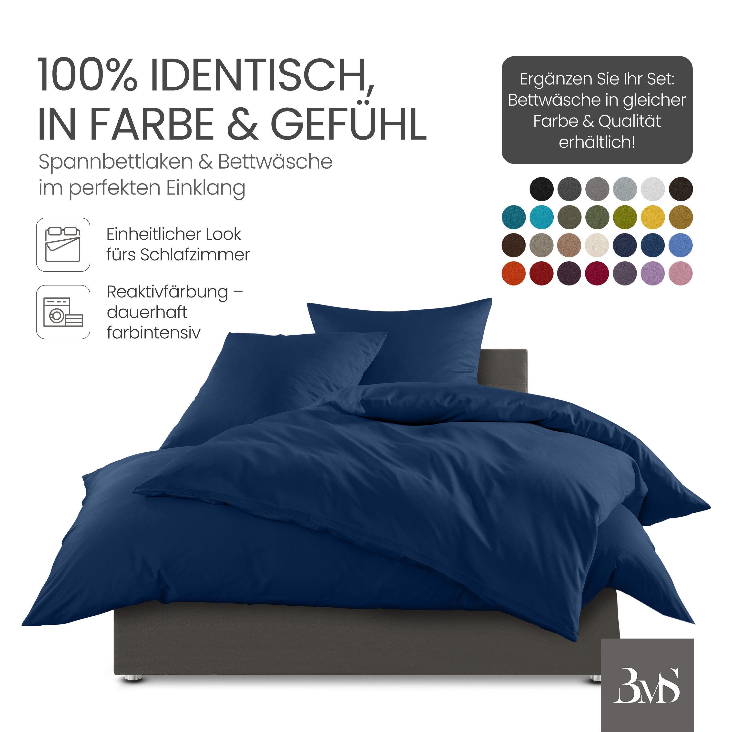 BETTWAESCHE-MIT-STIL Spannbettlaken Mako Satin Spannbettlaken, Matratzenhöhe 21-30 cm, Mako-Satin, Gummizug: rundum, (1 Stück) – Bild 4 von 5