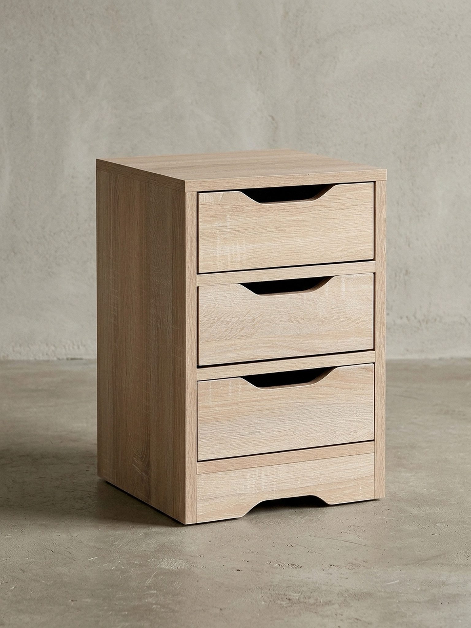 KADIMA DESIGN Nachttisch Nachtkonsole WL5.705 31x49x31 cm Sonoma mit 3 Schubladen, Braune (Nachtschränkchen Klein, Bettkommode Schlafzimmer), Nachtkommode mit Stauraum, Nachttisch Schlicht Modern