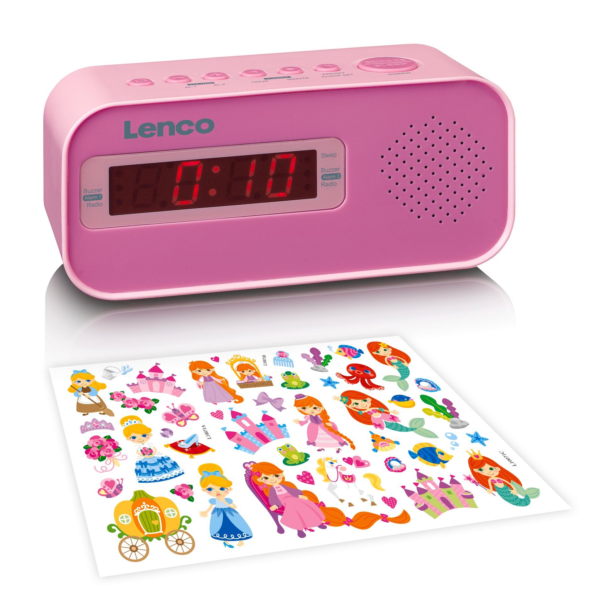 (FM-Tuner) Lenco Rosa Uhrenradio CR-205