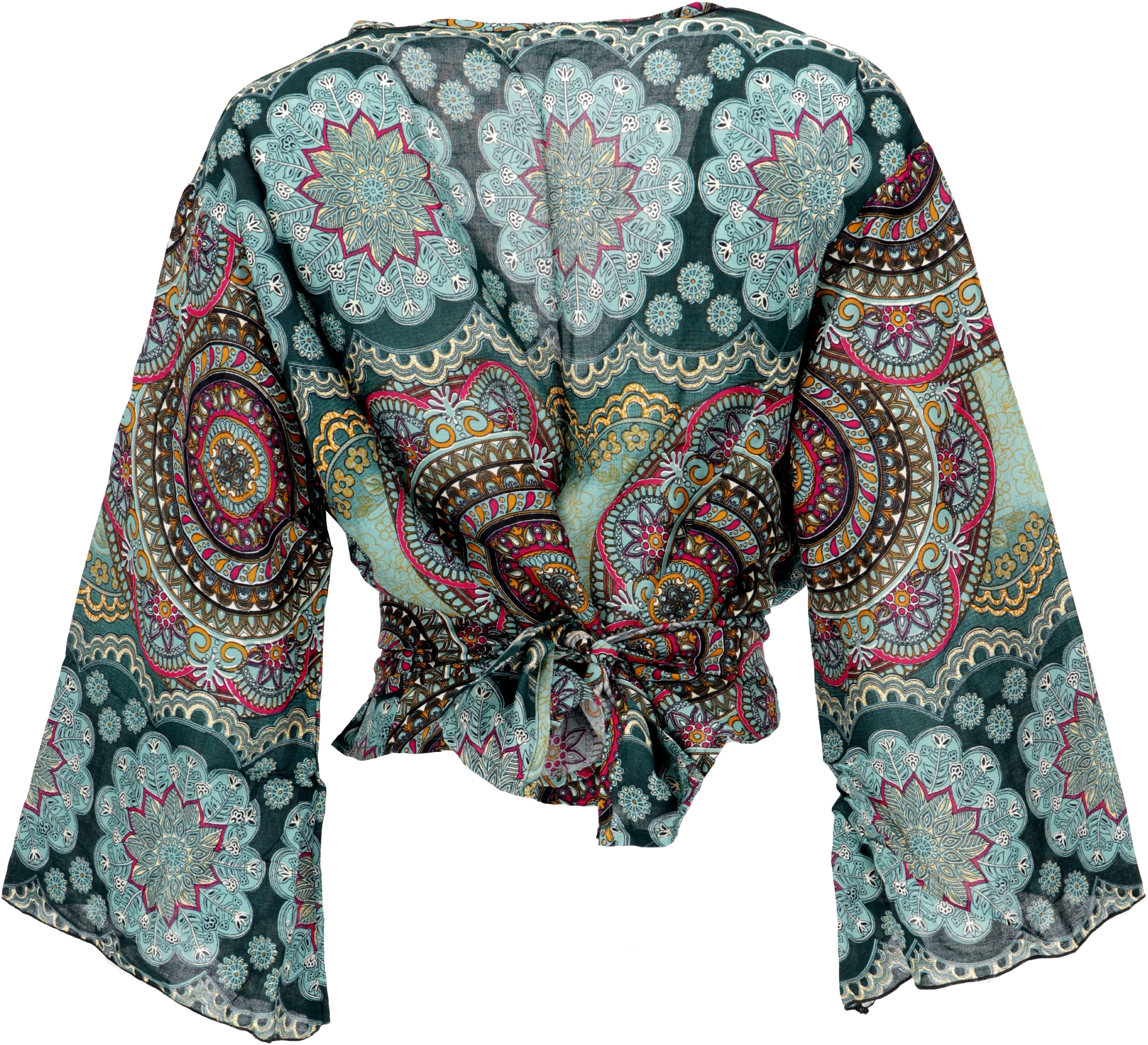 Guru-Shop Longbluse Kurztop, Boho Blusentop, Wickeltop, günstig online kaufen
