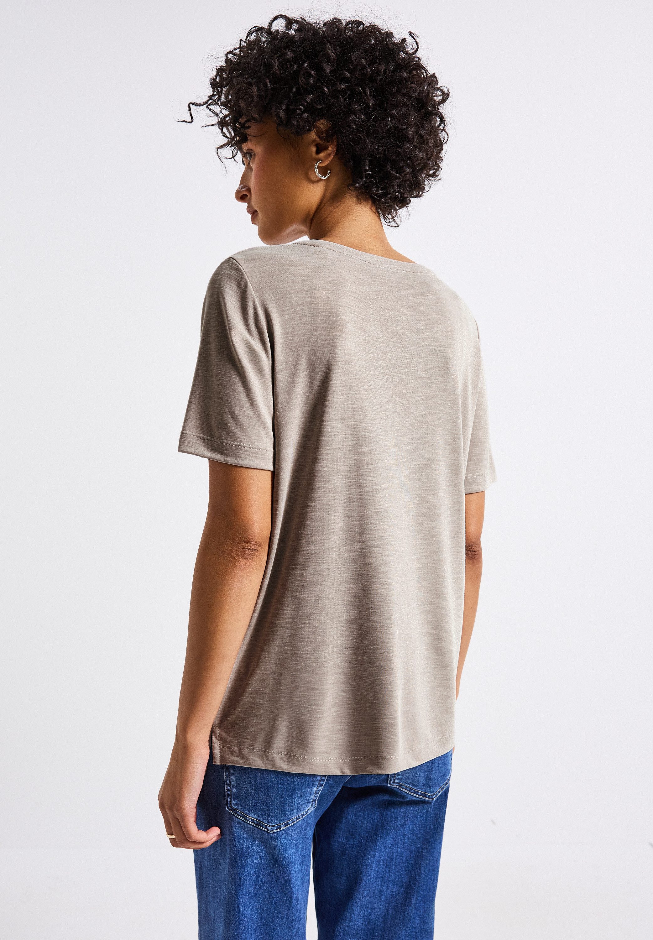 STREET ONE T-Shirt mit Wording und Schmucksteinen günstig online kaufen
