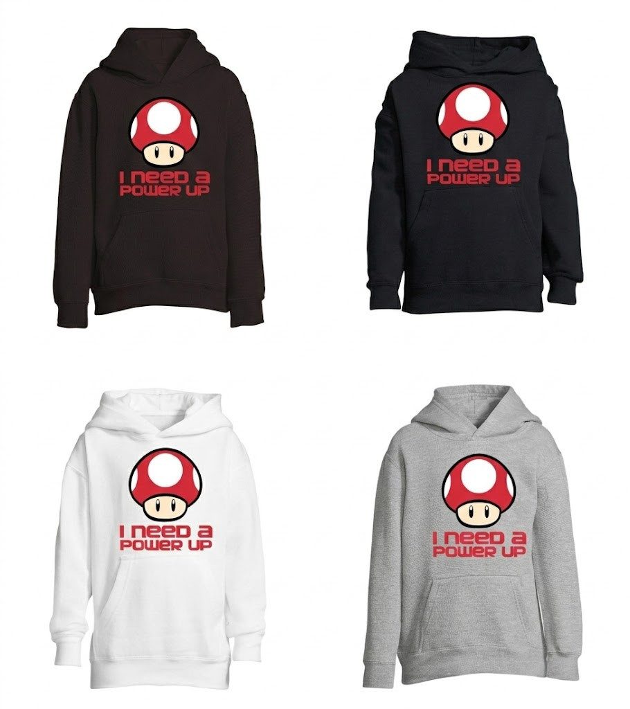 Hoodie PilzPowerUp Kinder Hoodie Retro Game Print