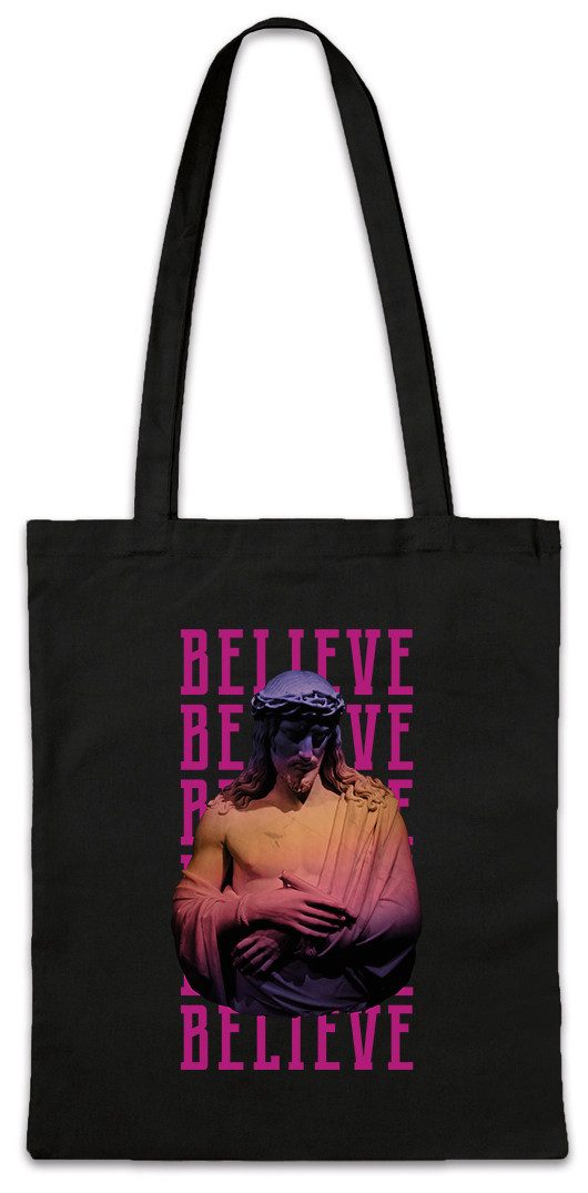 Urban Backwoods Beuteltasche Jesus Believe Stofftasche 80s Neon God Dark Gott Jesus Holy Christ (1-tlg), Party Christus Glaube Liebe