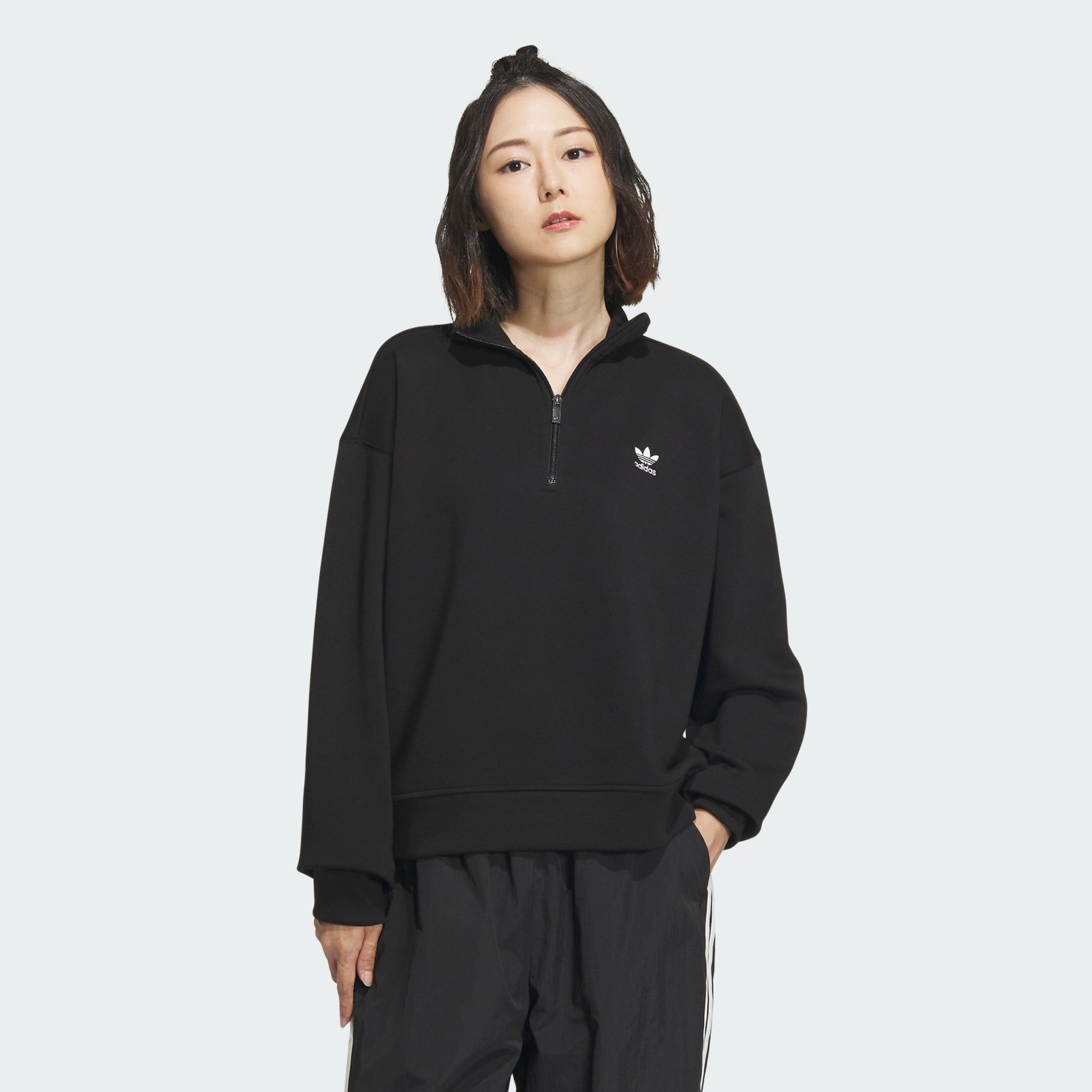 adidas Originals Sweatshirt ESSENTIALS 1/2 ZIP Black SWEATSHIRT