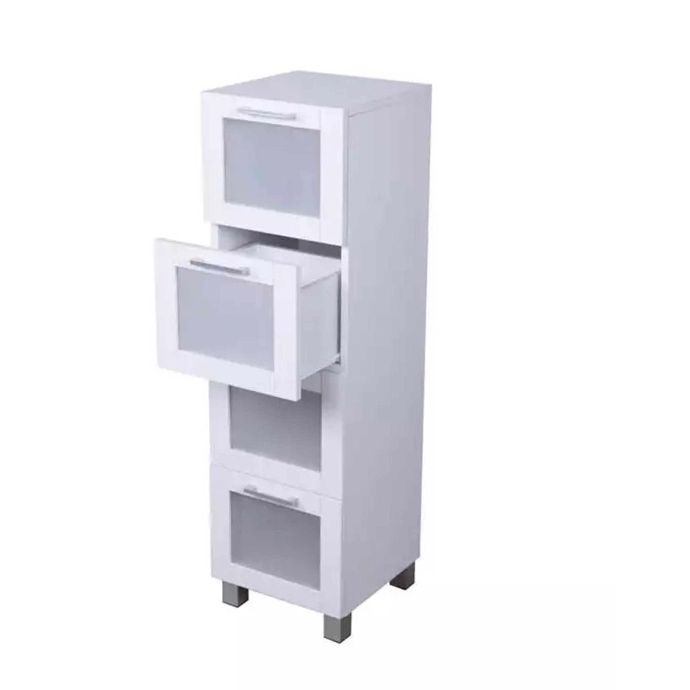 Happy Home Beistellschrank Weißer Badschrank 4 Schubladen, schmal & platzsparend mit Kippschutz